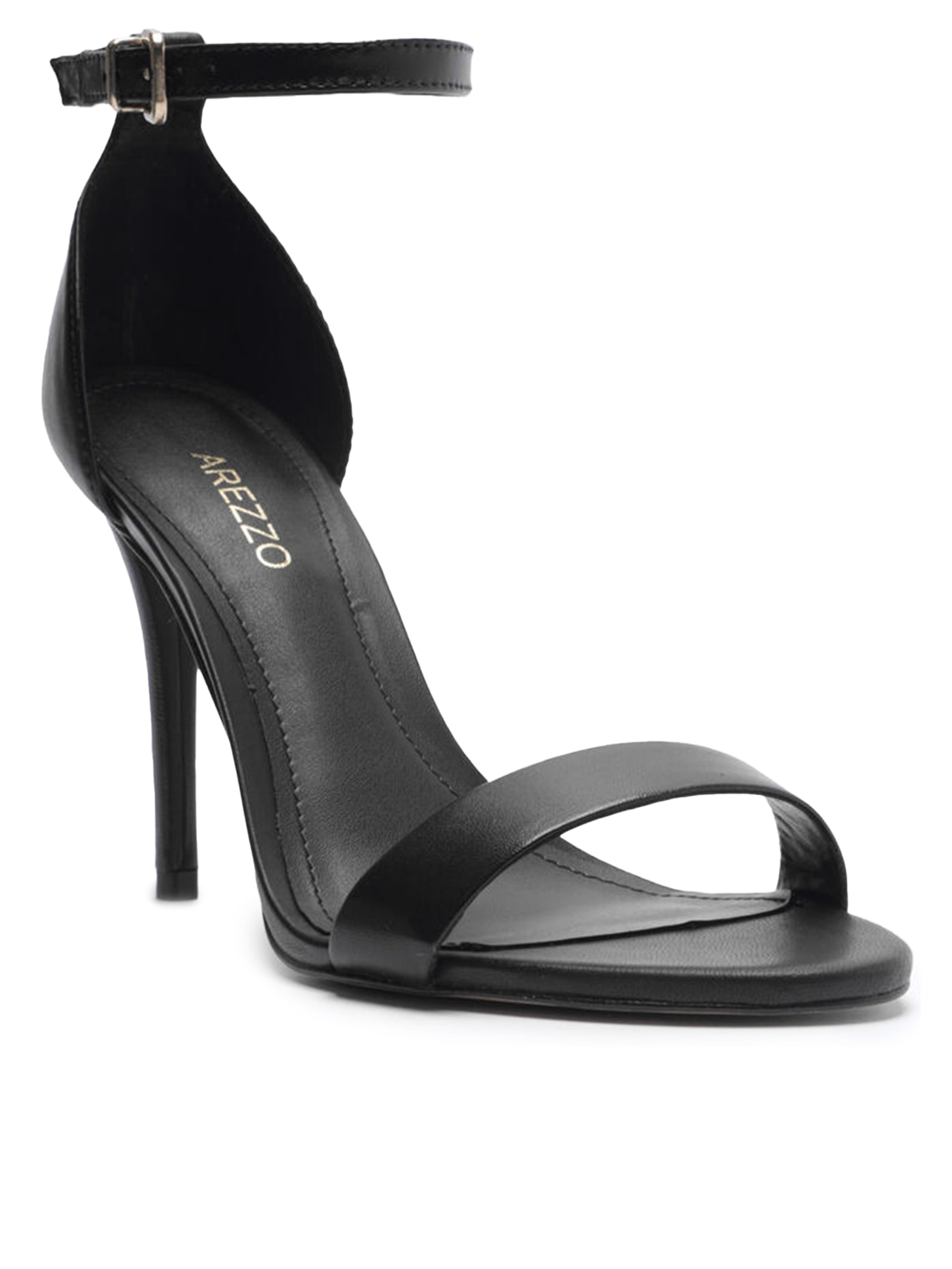 Sandália Feminina Couro Salto Alto Fino Preto Arezzo