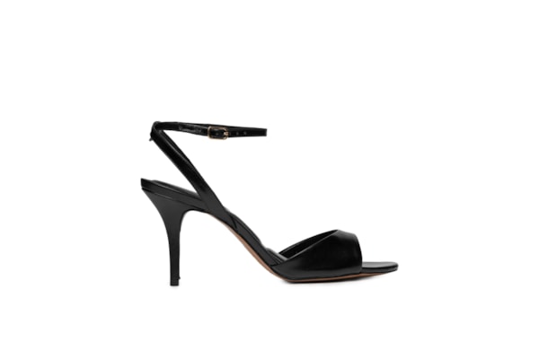 Sandália Feminina Couro Salto Fino - Preto