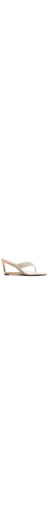 Sandália Feminina Couro Salto Geométrico Flip Flop - Off White