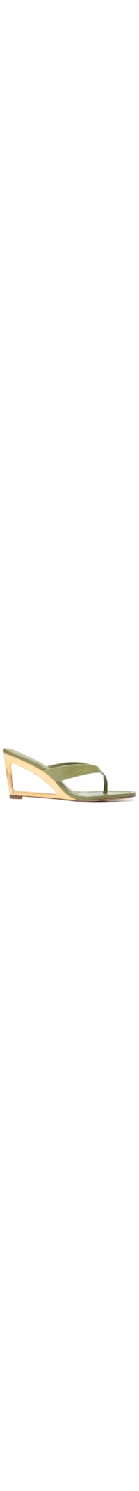 Sandália Feminina Couro Salto Geométrico Flip Flop - Verde