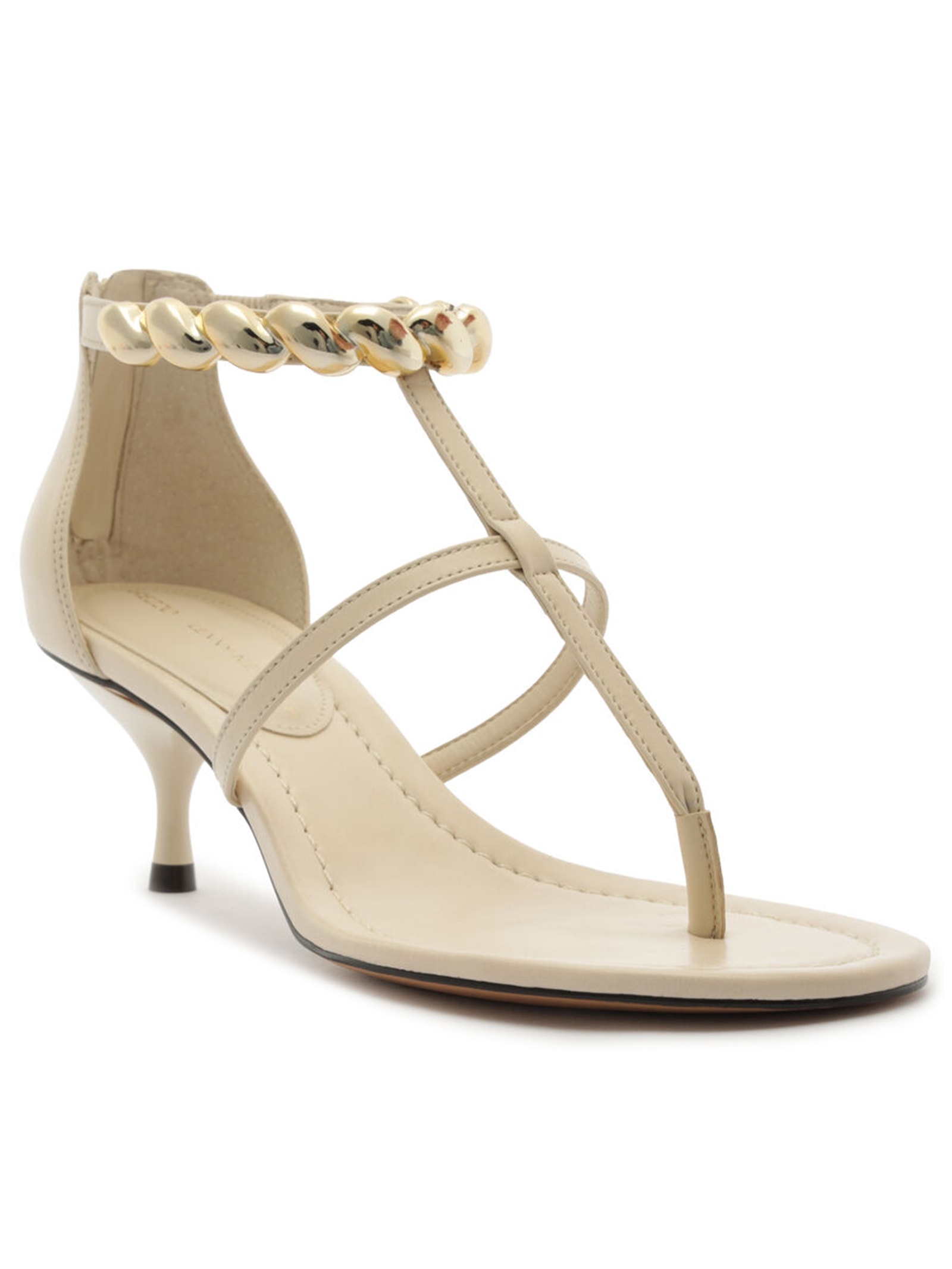 Sandália Feminina Couro Salto Kitten Thong Branco Arezzo + Lenny Niemeyer