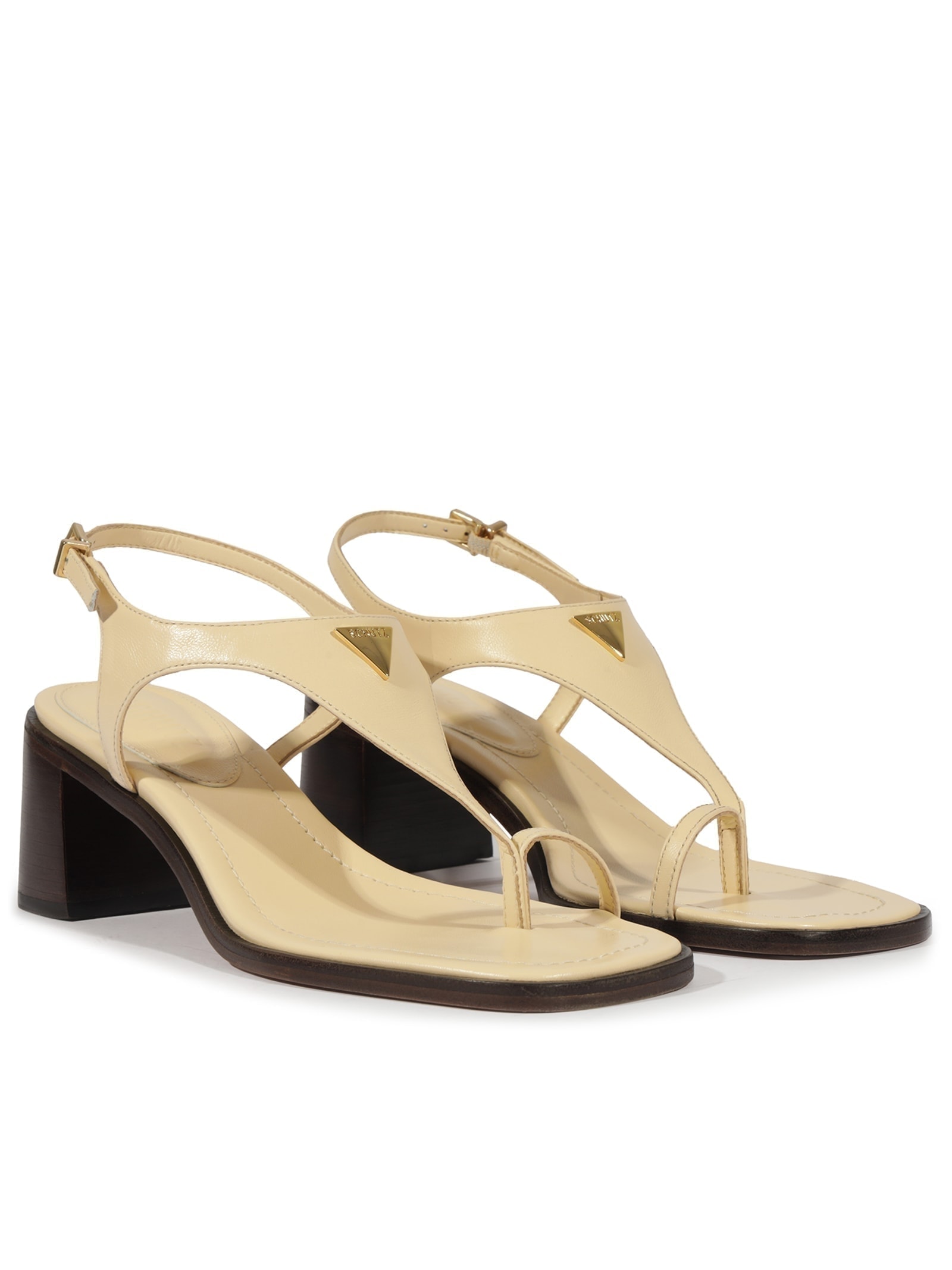 Sandália Feminina Couro Salto Médio Bloco Branco Schutz