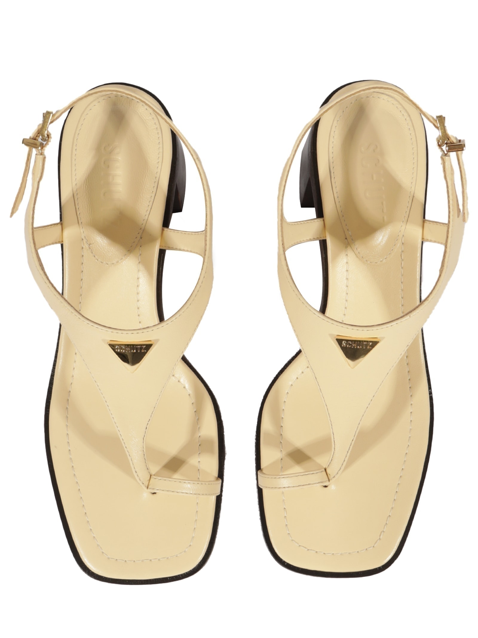 Sandália Feminina Couro Salto Médio Bloco Branco Schutz