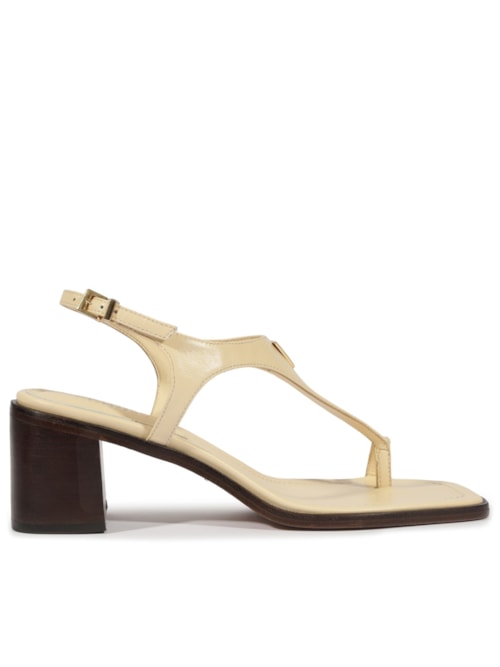 Sandália Feminina Couro Salto Médio Bloco – Branco