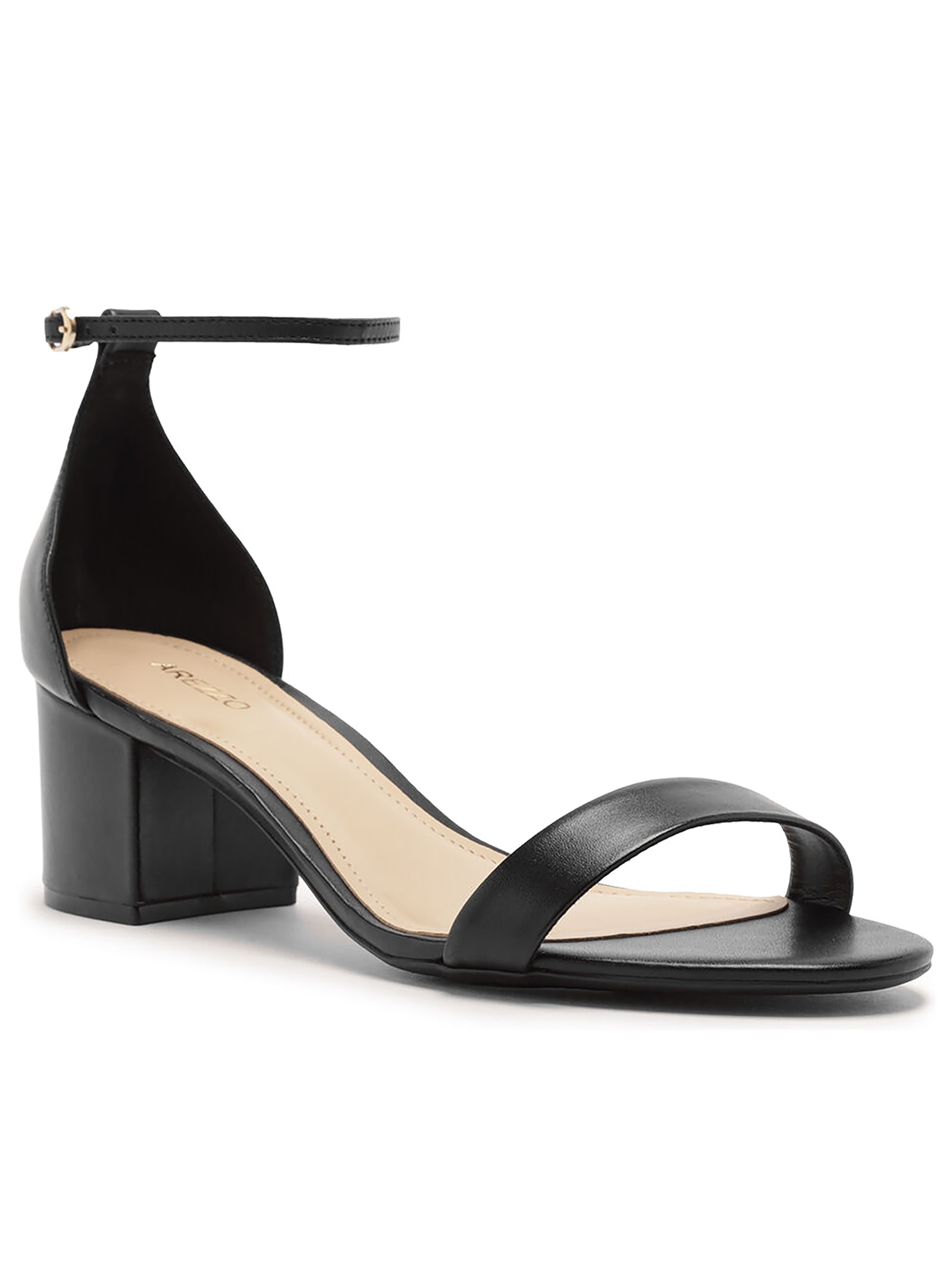 Sandália Feminina Couro Salto Médio Bloco Isabelli Preto Arezzo