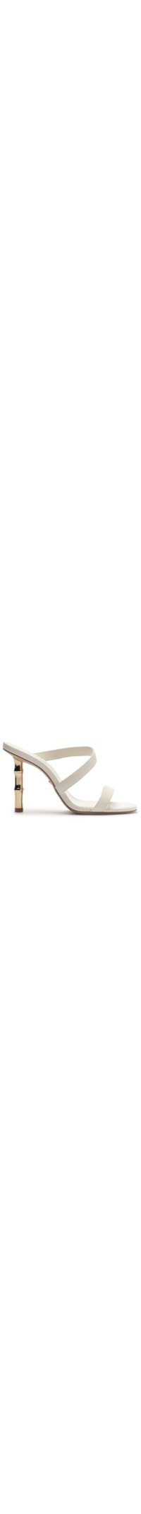 Sandália Feminina Couro Tiras Salto Bamboo Metal - Branco