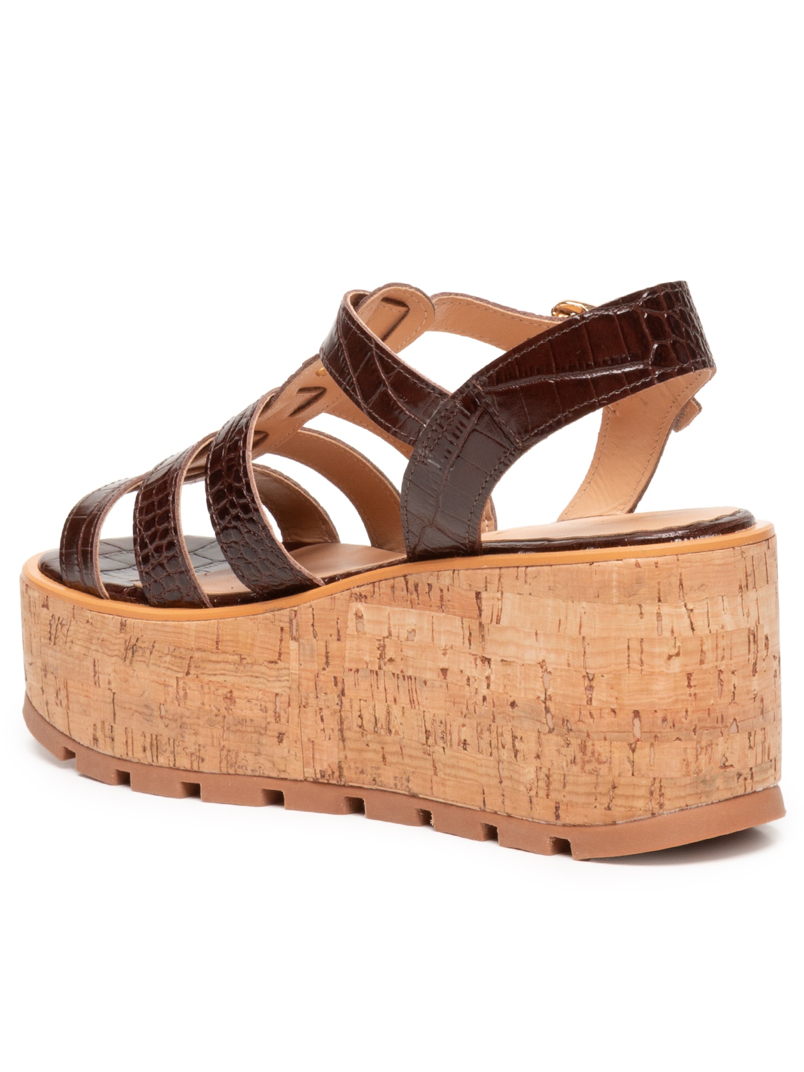 Sandália Feminina Croco Dacar Marrom Luiza Barcelos