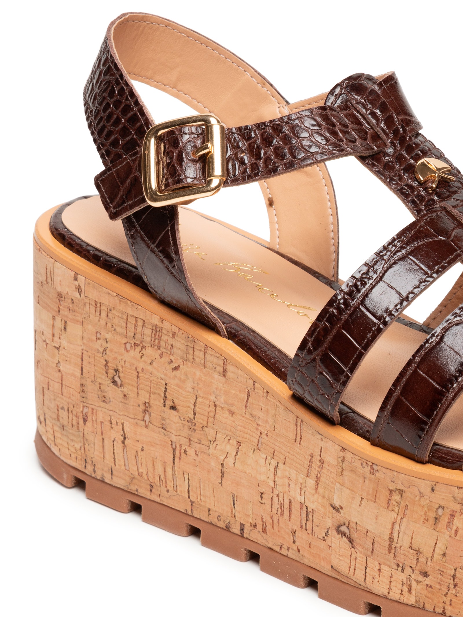 Sandália Feminina Croco Dacar Marrom Luiza Barcelos