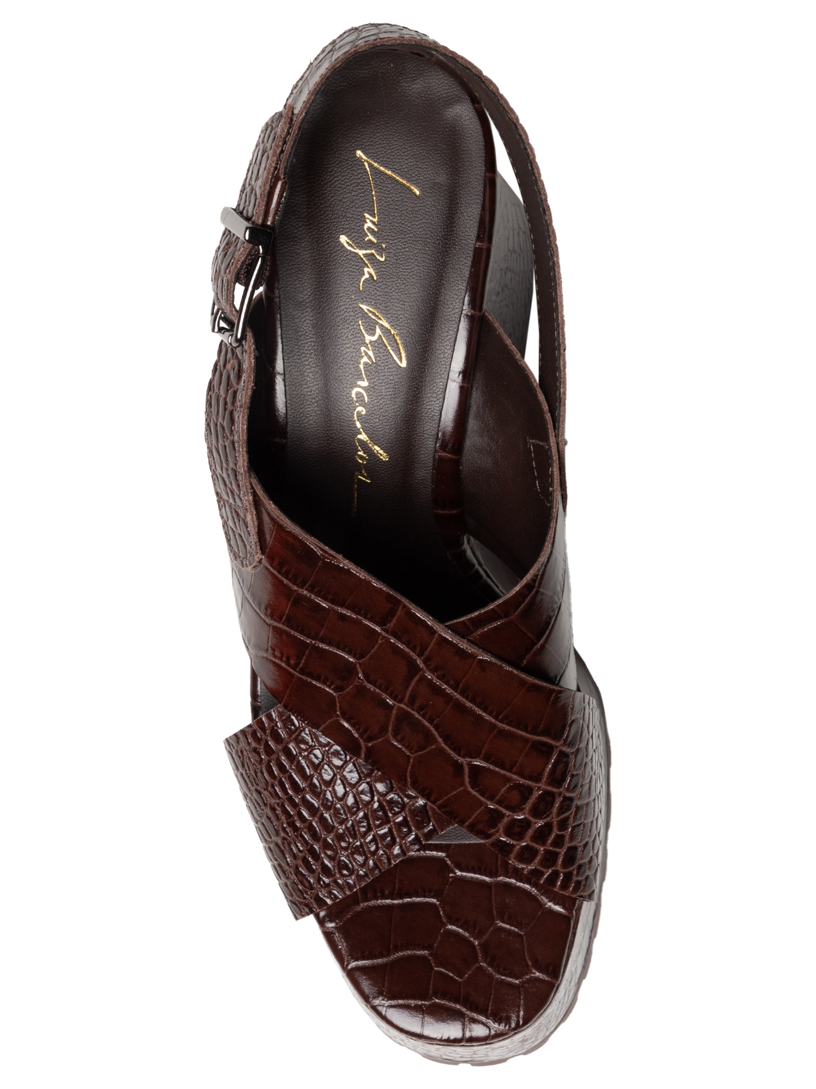 Sandália Feminina Croco Dacar Marrom Luiza Barcelos
