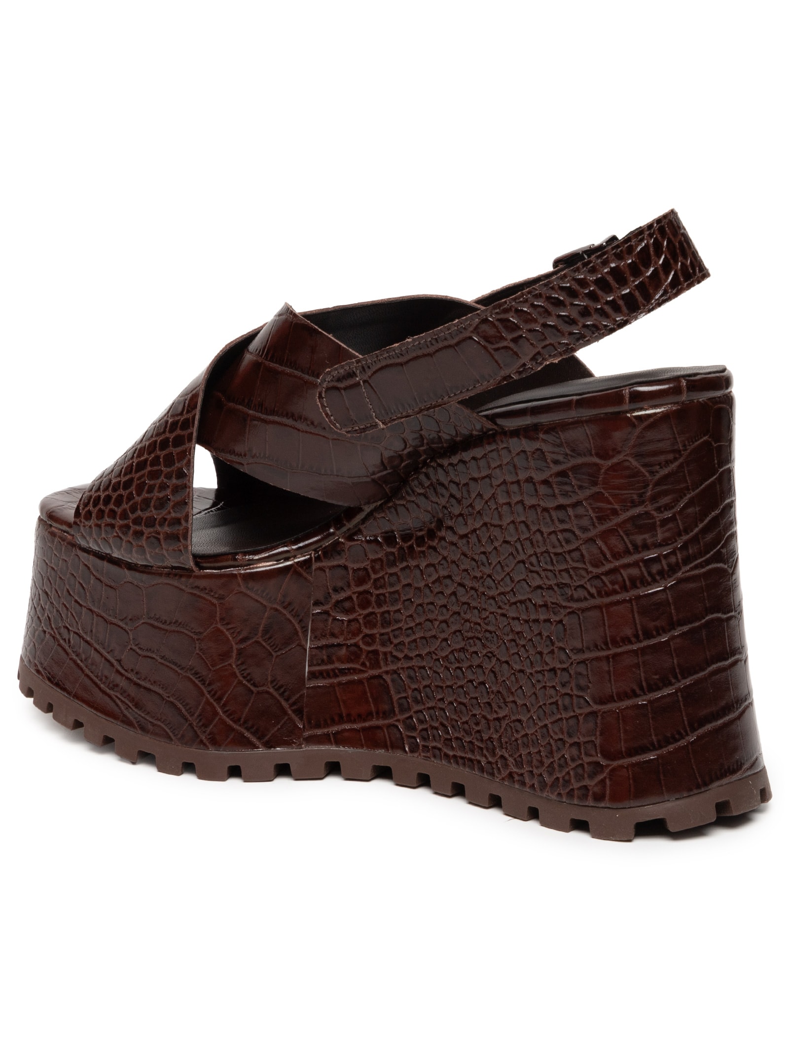 Sandália Feminina Croco Dacar Marrom Luiza Barcelos