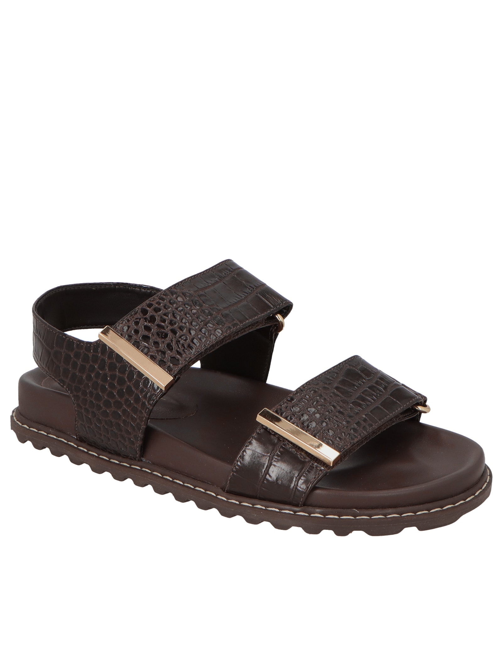 Sandália Feminina Croco Dacar Marrom Luiza Barcelos