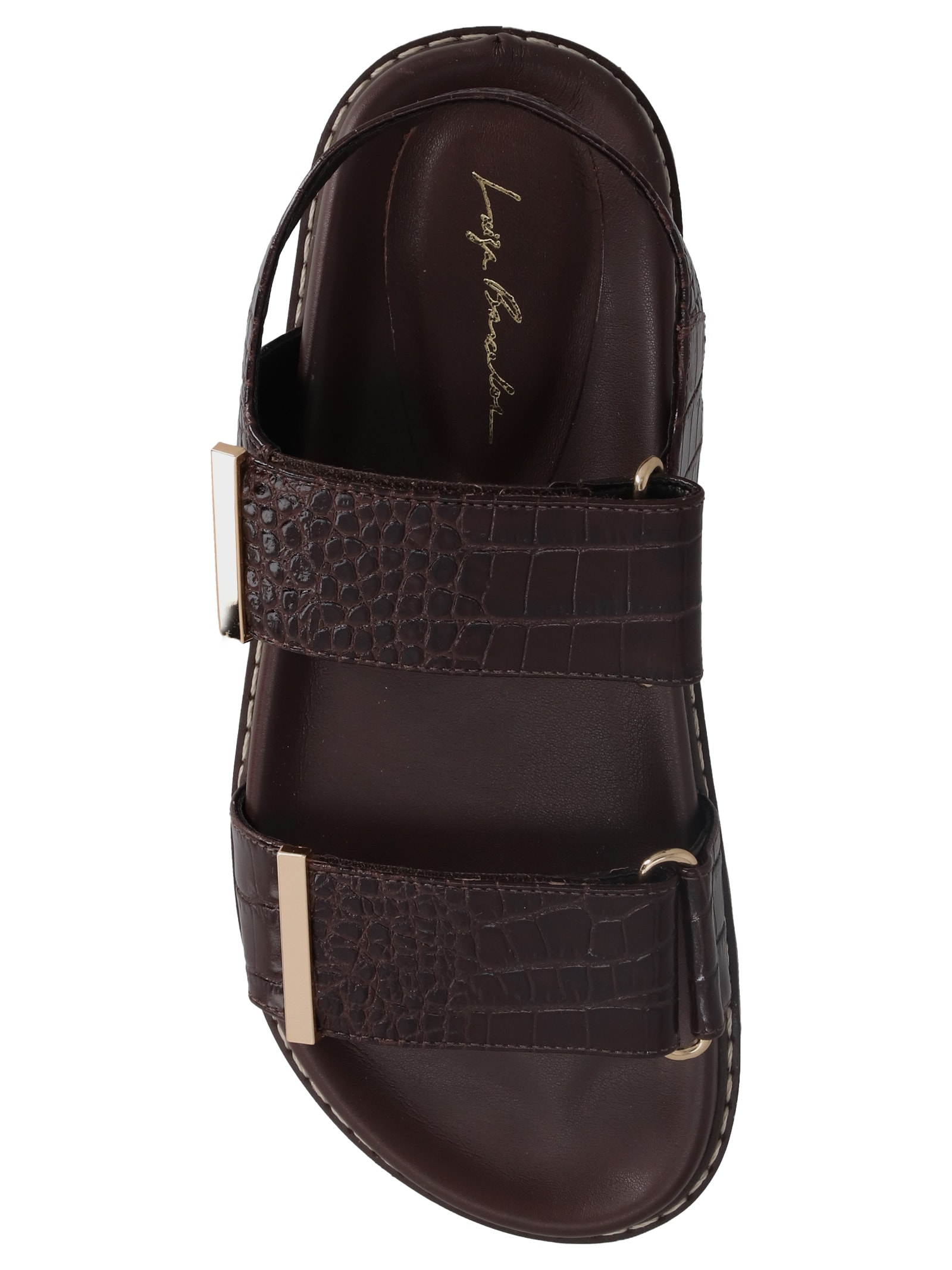 Sandália Feminina Croco Dacar Marrom Luiza Barcelos