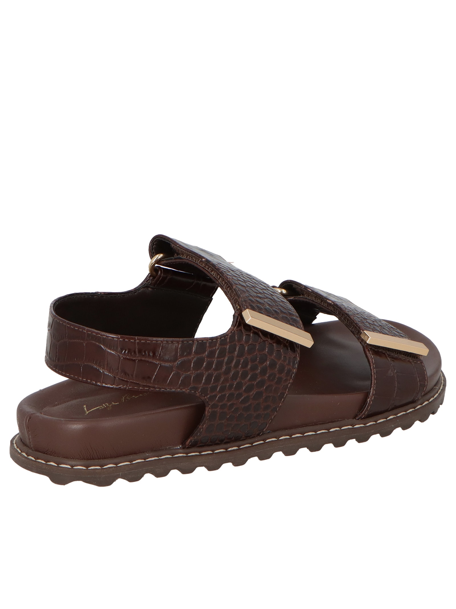 Sandália Feminina Croco Dacar Marrom Luiza Barcelos