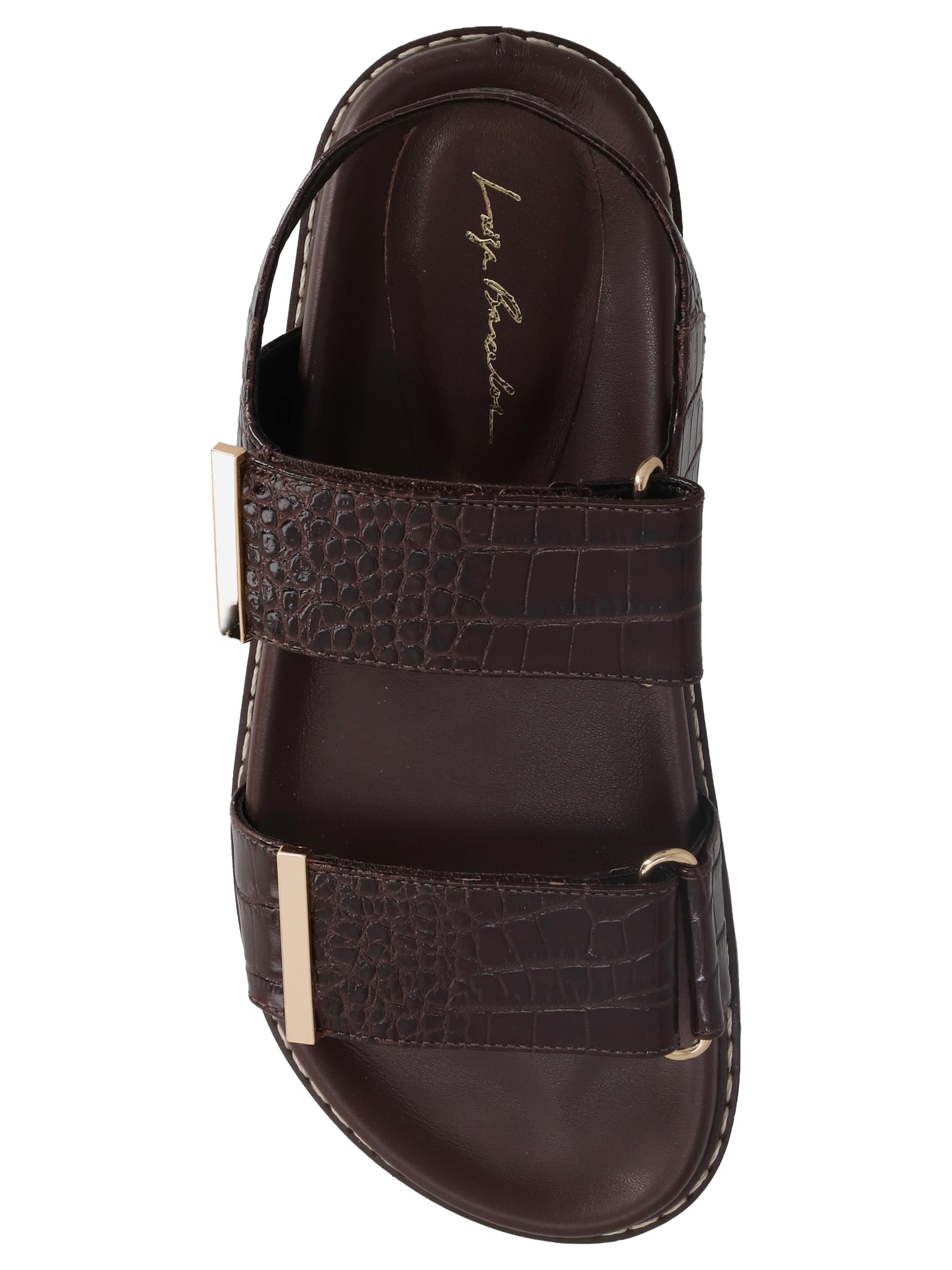 Sandália Feminina Croco Dacar Marrom Luiza Barcelos