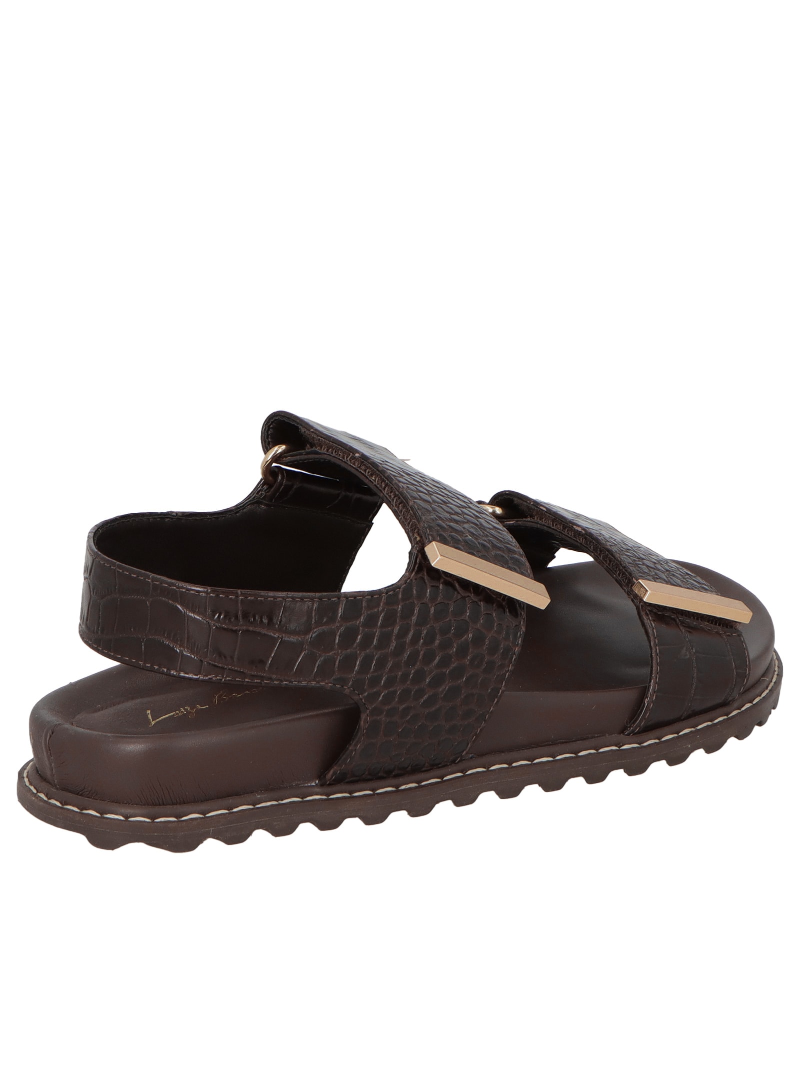 Sandália Feminina Croco Dacar Marrom Luiza Barcelos