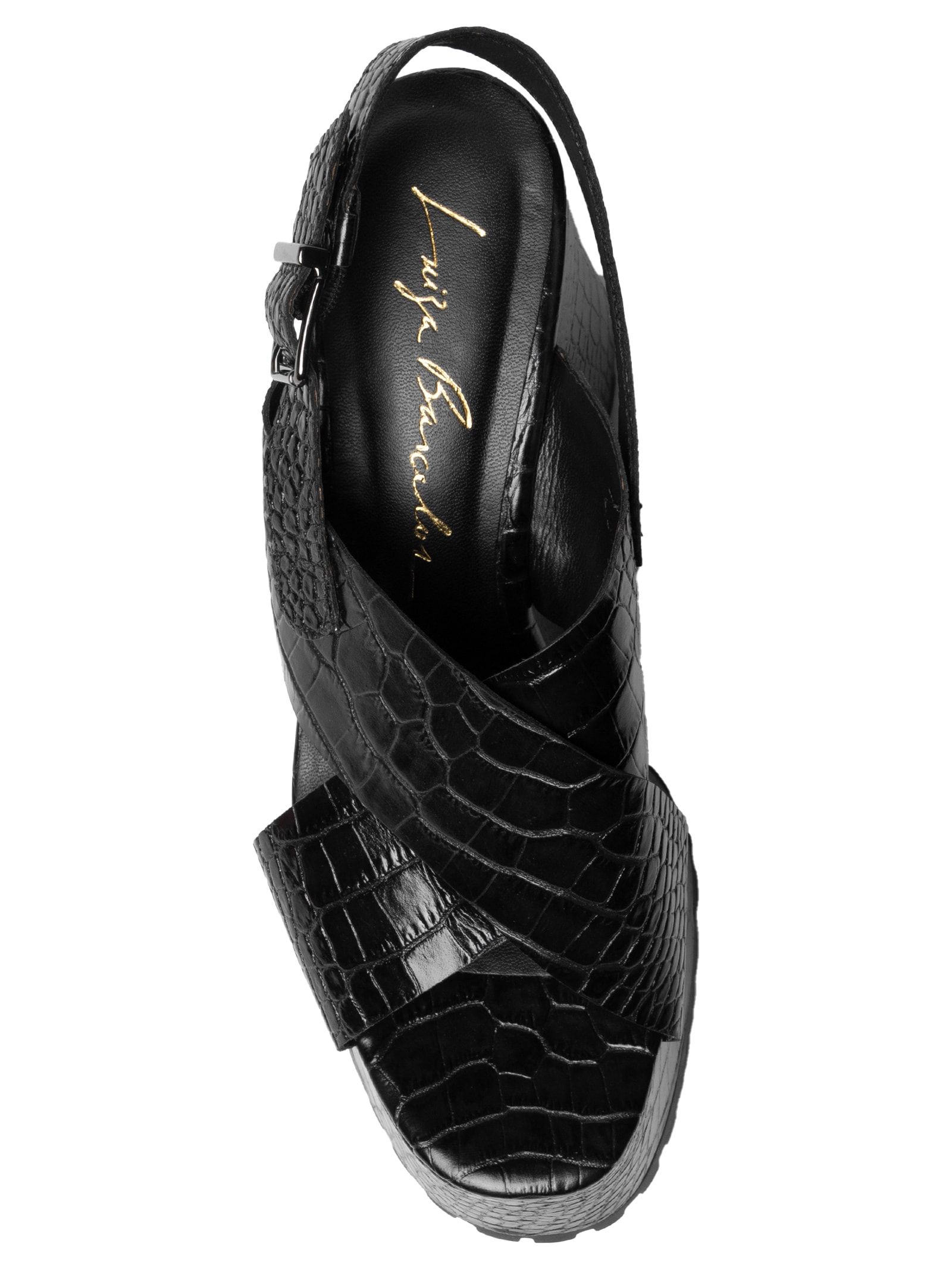 Sandália Feminina Croco Dacar Preto Luiza Barcelos