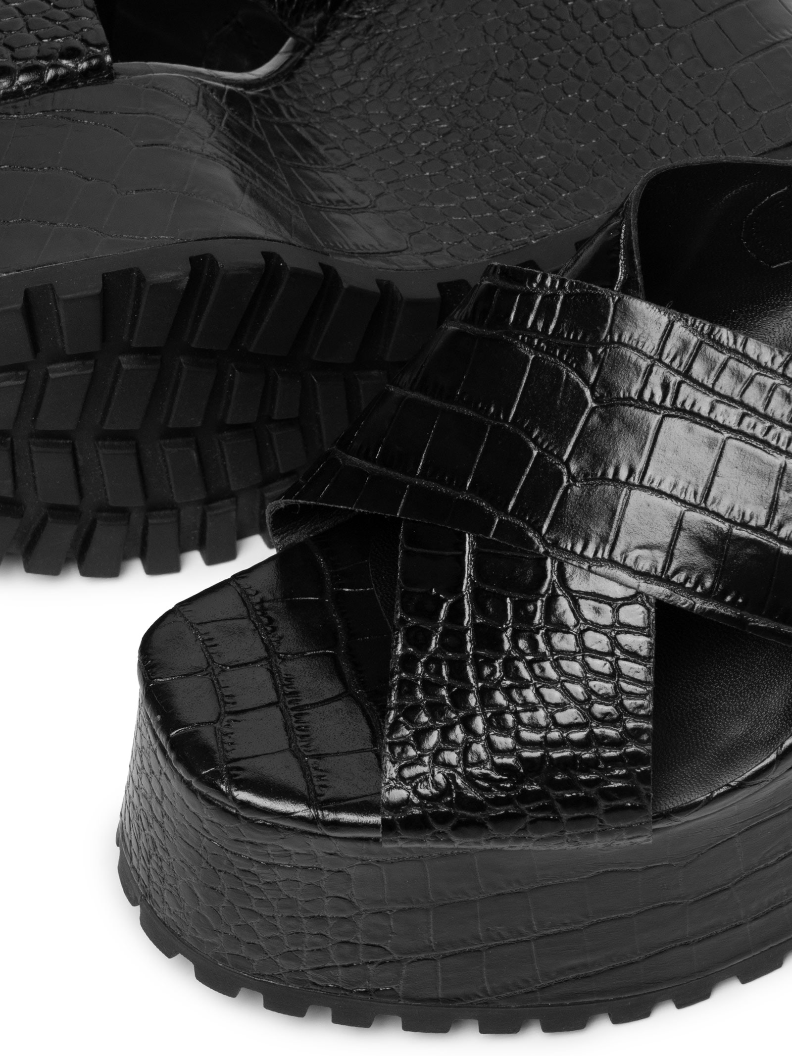 Sandália Feminina Croco Dacar Preto Luiza Barcelos