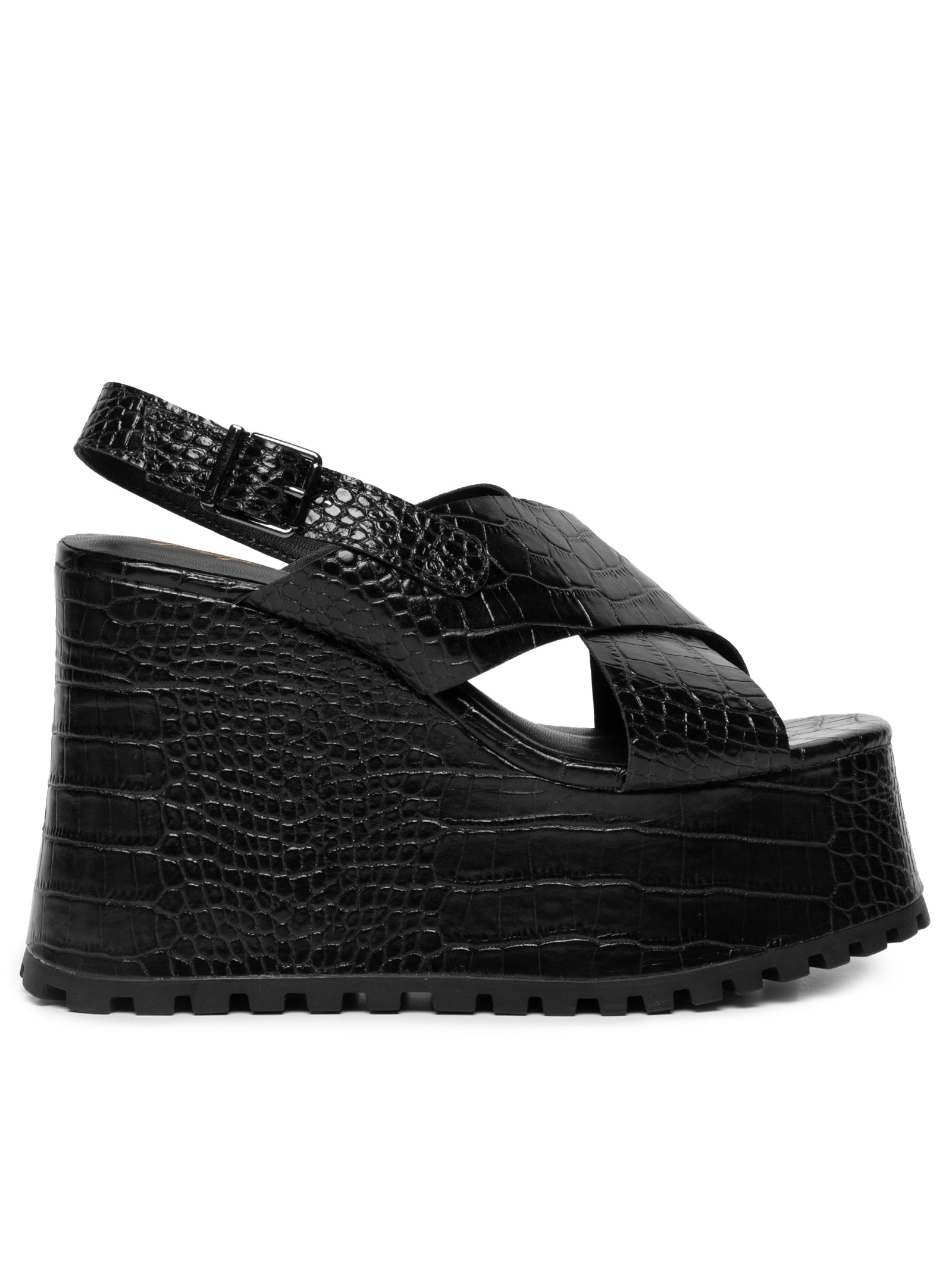 Sandália Feminina Croco Dacar Preto Luiza Barcelos