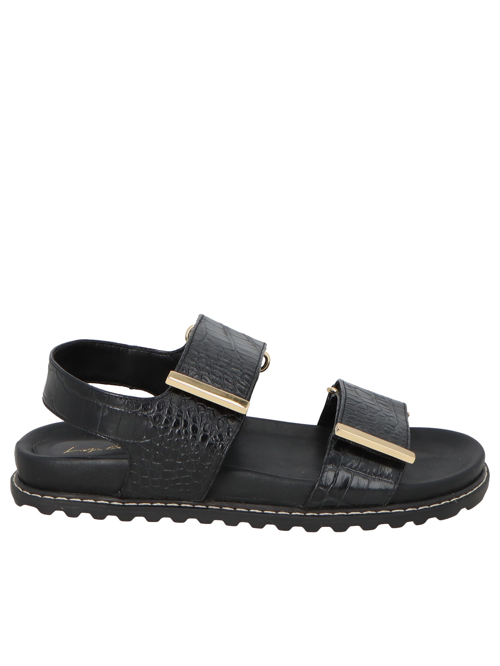 Sandália Feminina Croco Dacar Preto Luiza Barcelos
