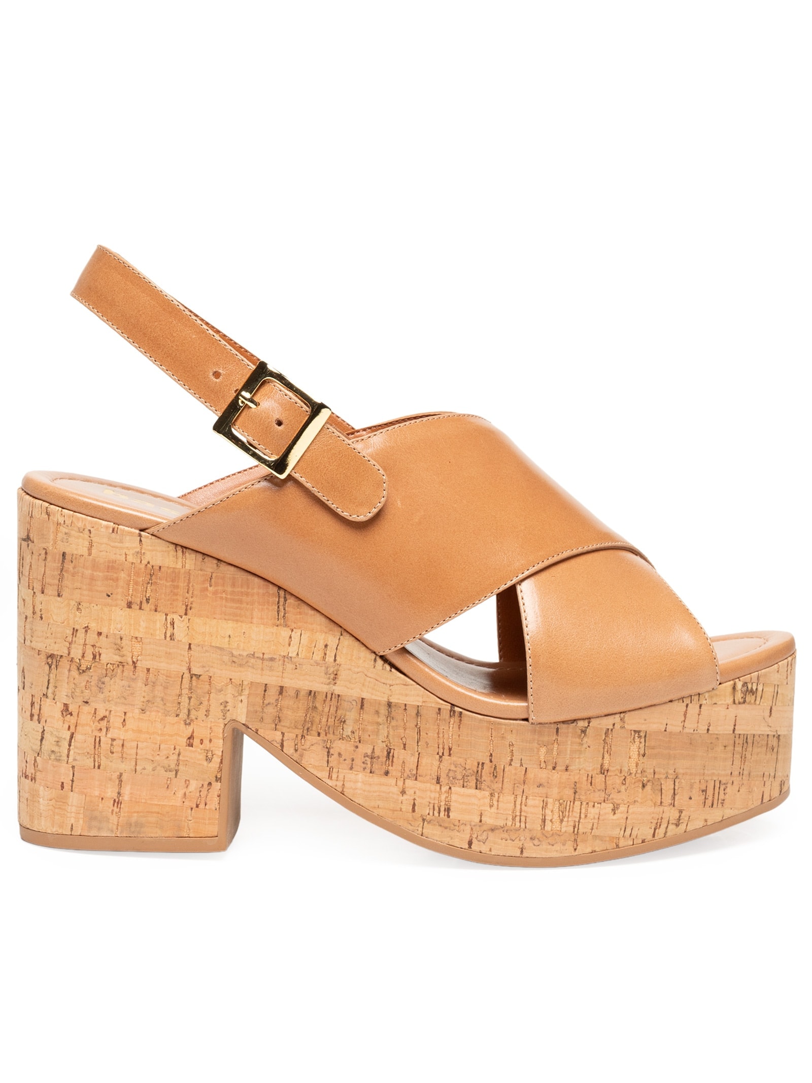 Sandália Feminina De Couro Bege Basiq