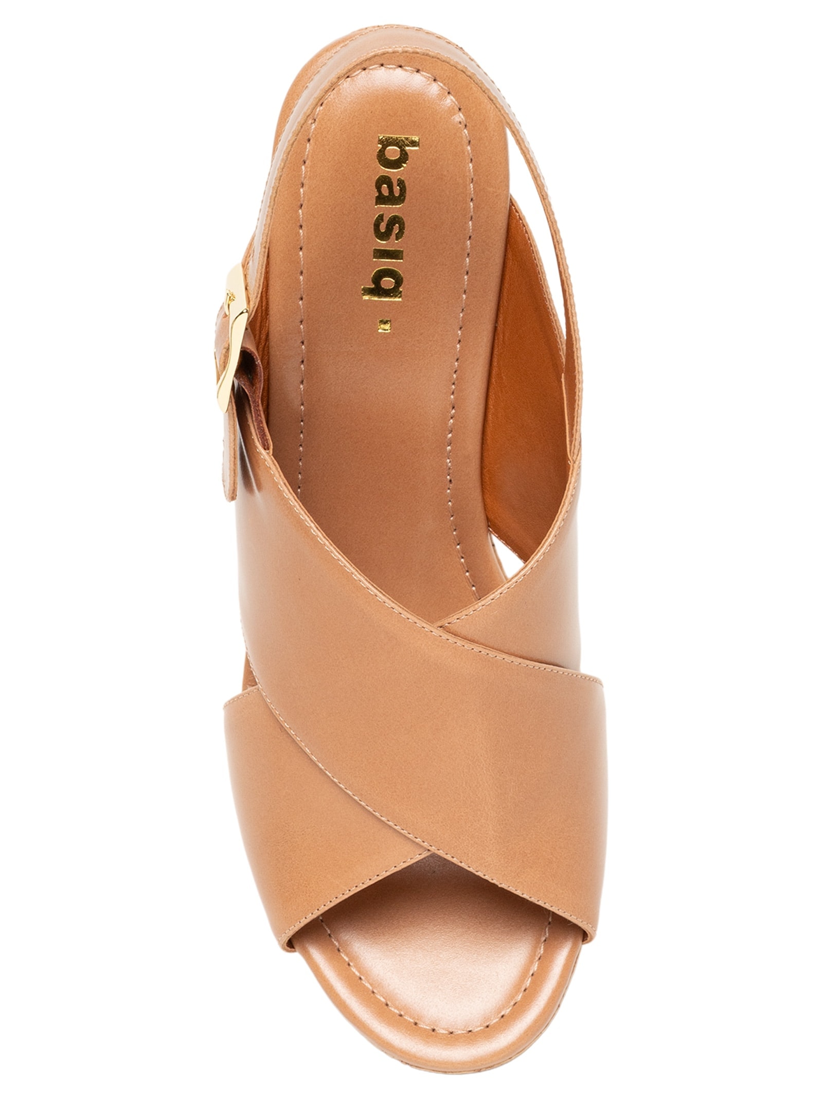 Sandália Feminina De Couro Bege Basiq