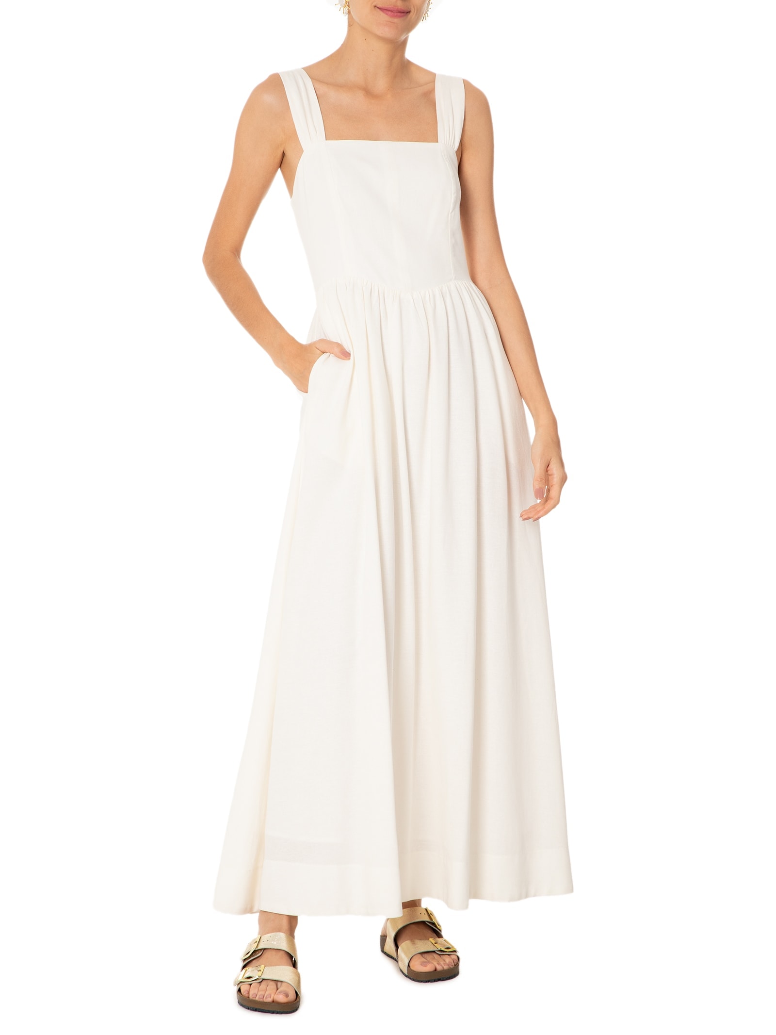 Sandália Feminina De Tiras Básica Em Couro Dourado Basiq