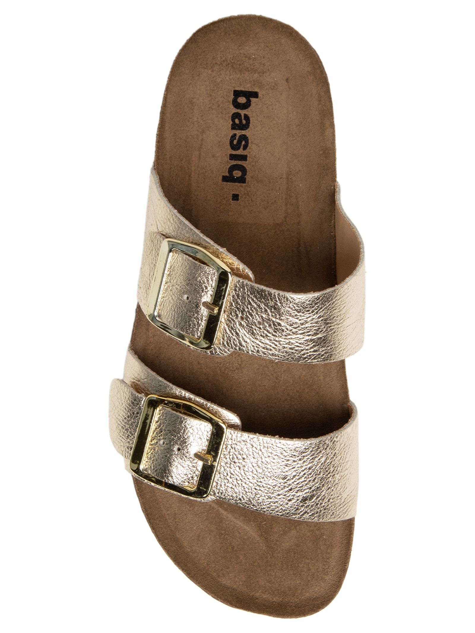 Sandália Feminina De Tiras Básica Em Couro Dourado Basiq