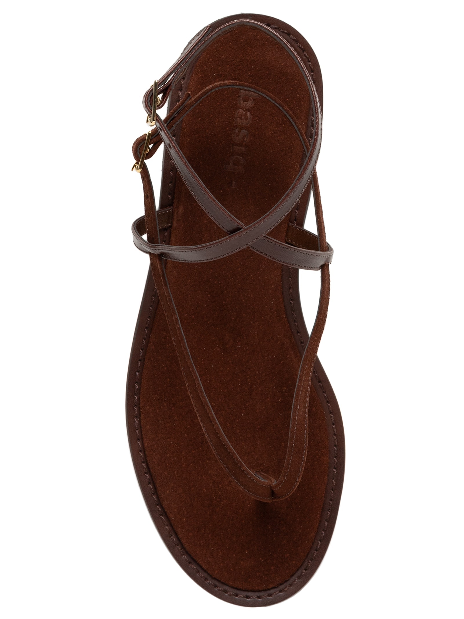 Sandália Feminina De Tiras Finas Em Couro Marrom Basiq