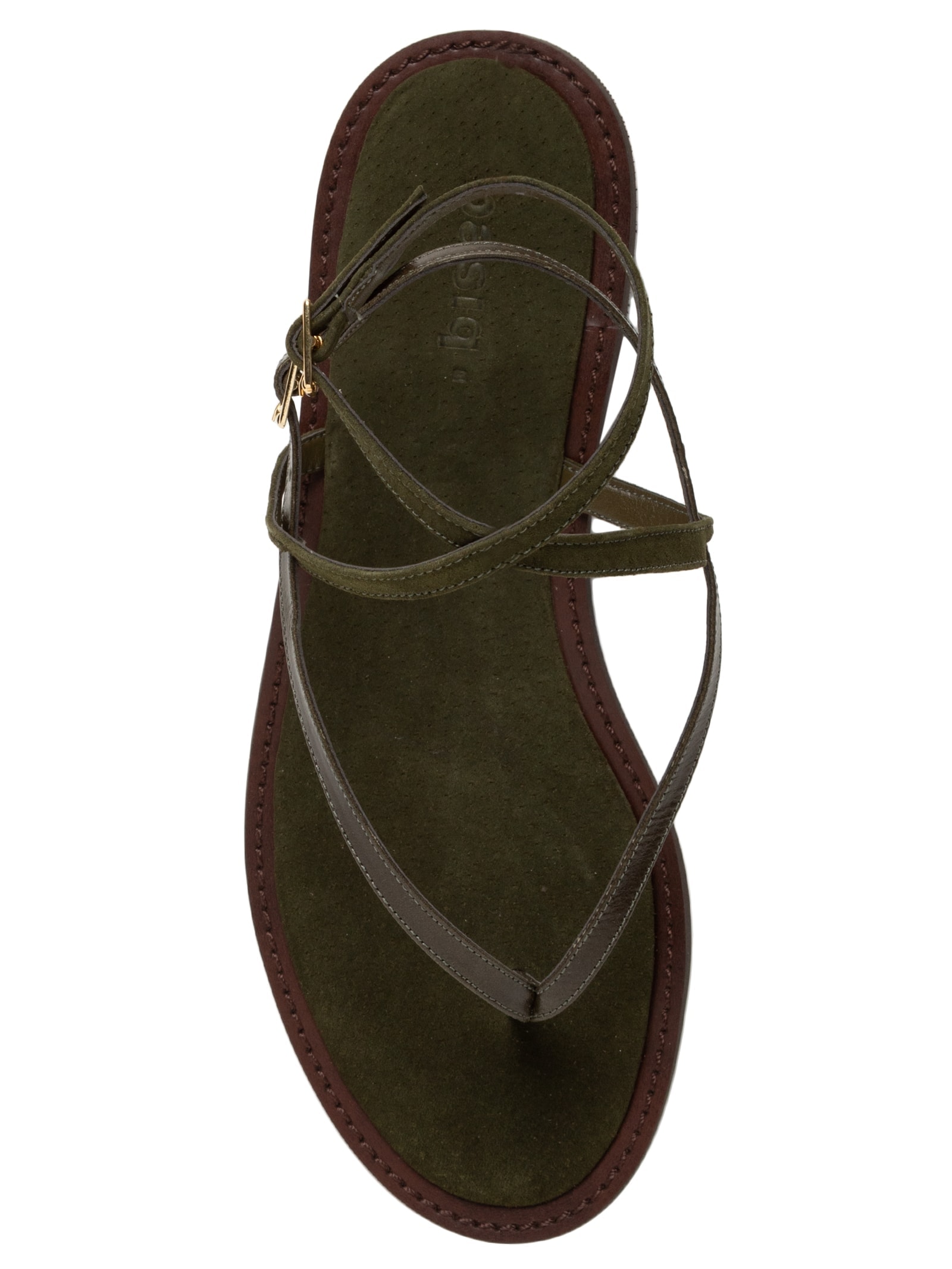 Sandália Feminina De Tiras Finas Em Couro Verde Basiq