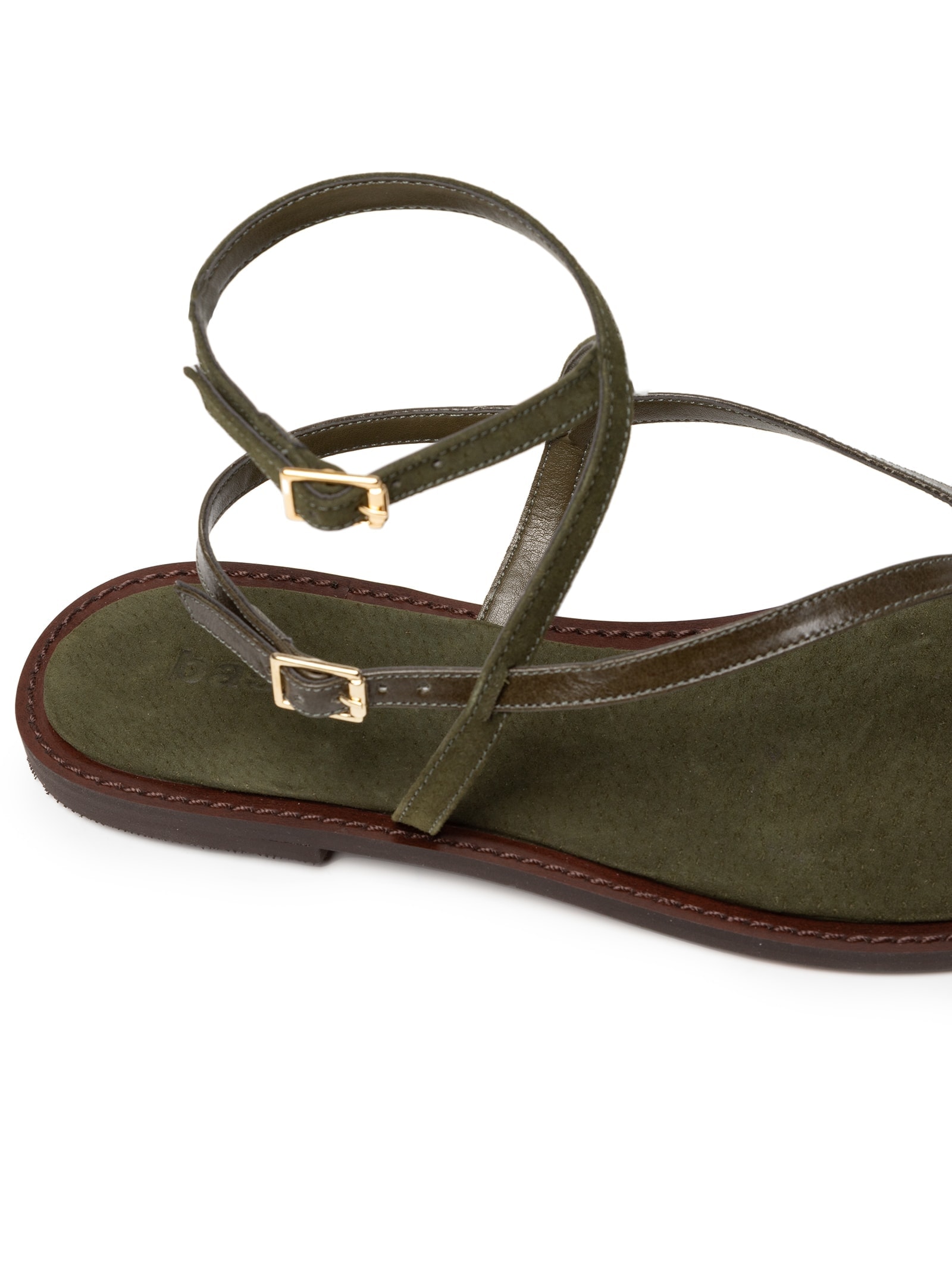 Sandália Feminina De Tiras Finas Em Couro Verde Basiq