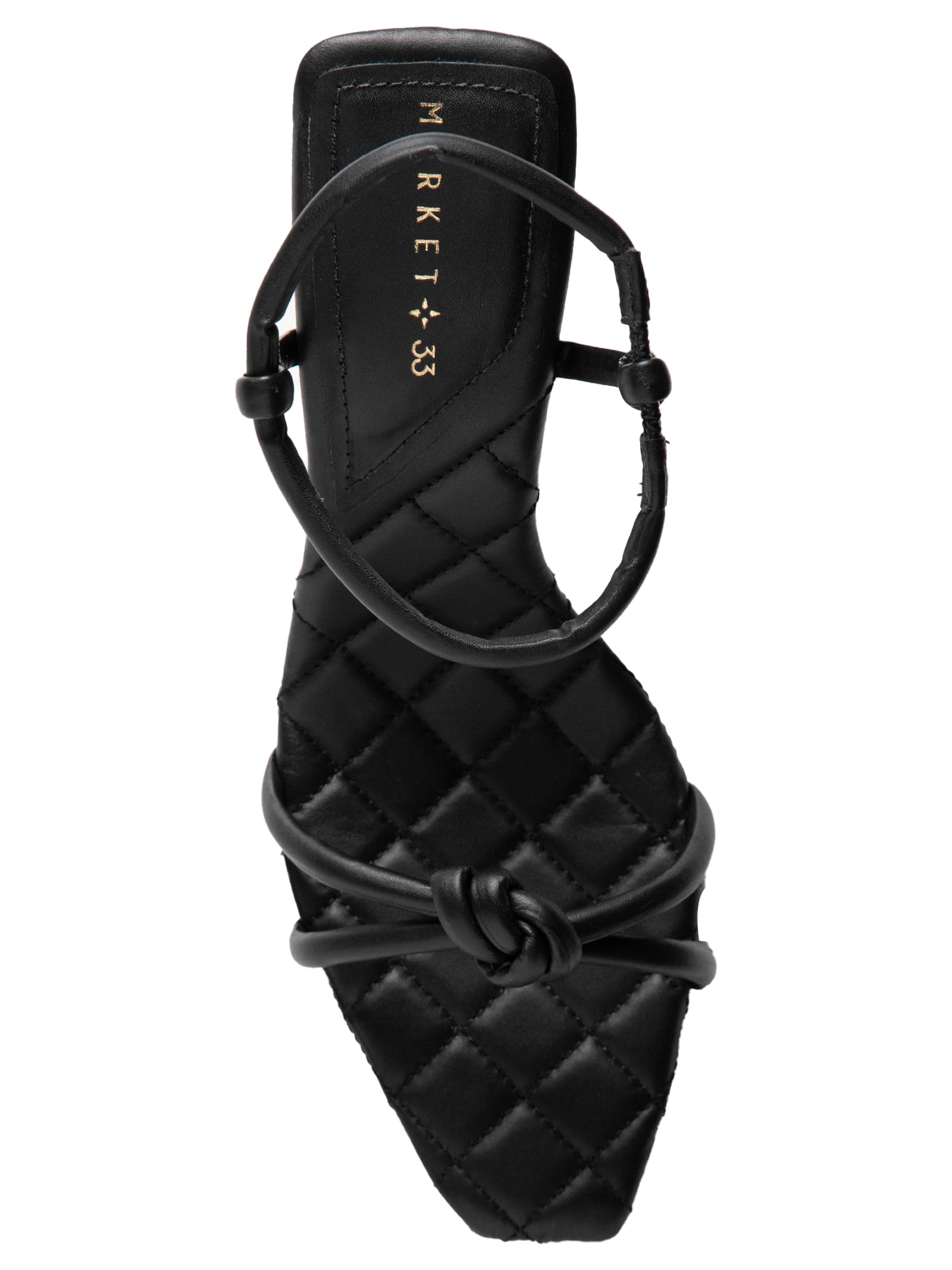 Sandália Feminina Em Couro Com Salto Alto Marmorizado Preto Market 33