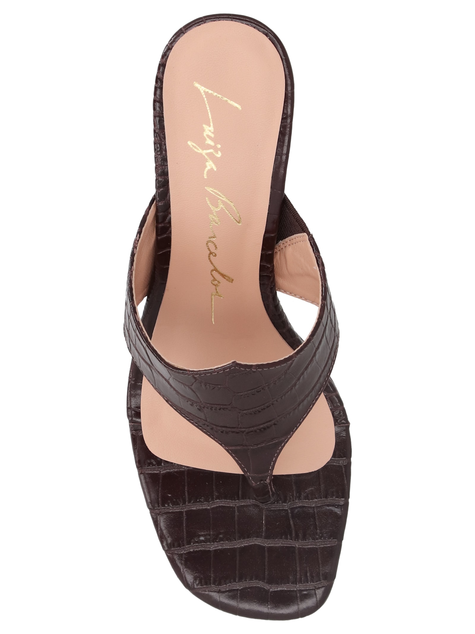 Sandália Feminina Em Couro Croco Marrom Luiza Barcelos