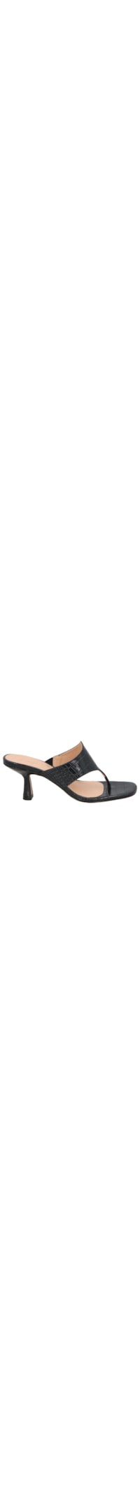 Sandália Feminina Em Couro Croco - Preto