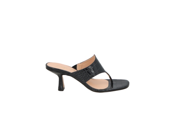 Sandália Feminina Em Couro Croco - Preto