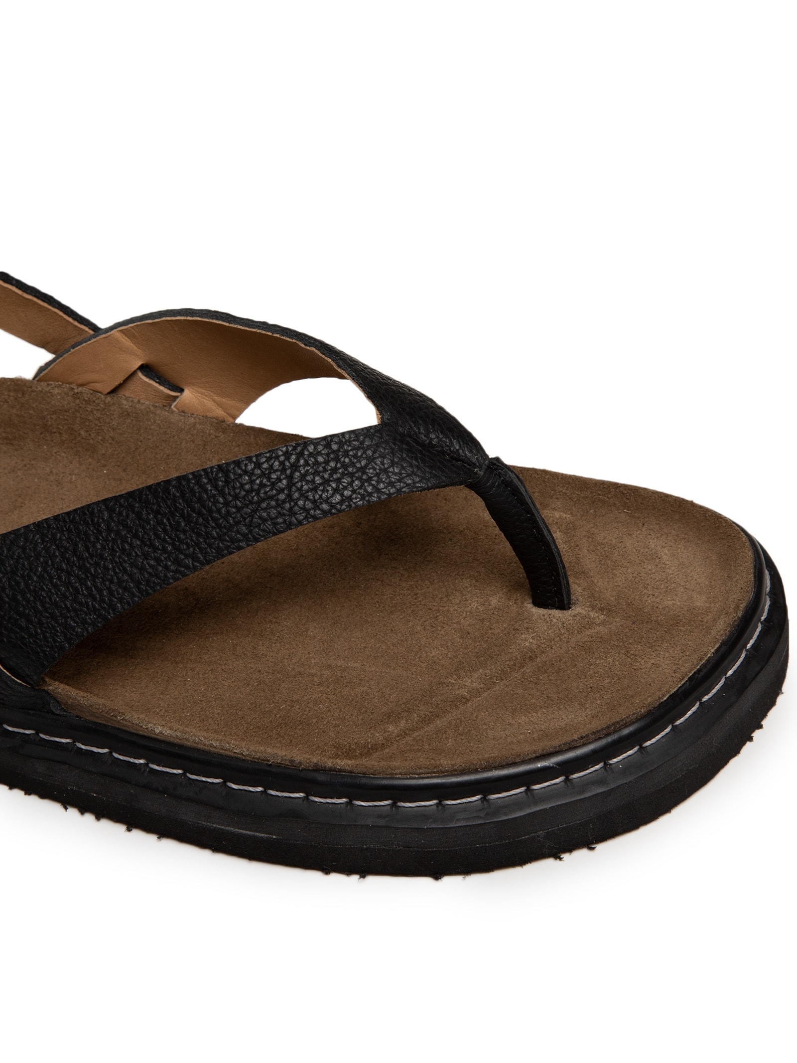 Sandália Feminina Em Couro Preto Basiq