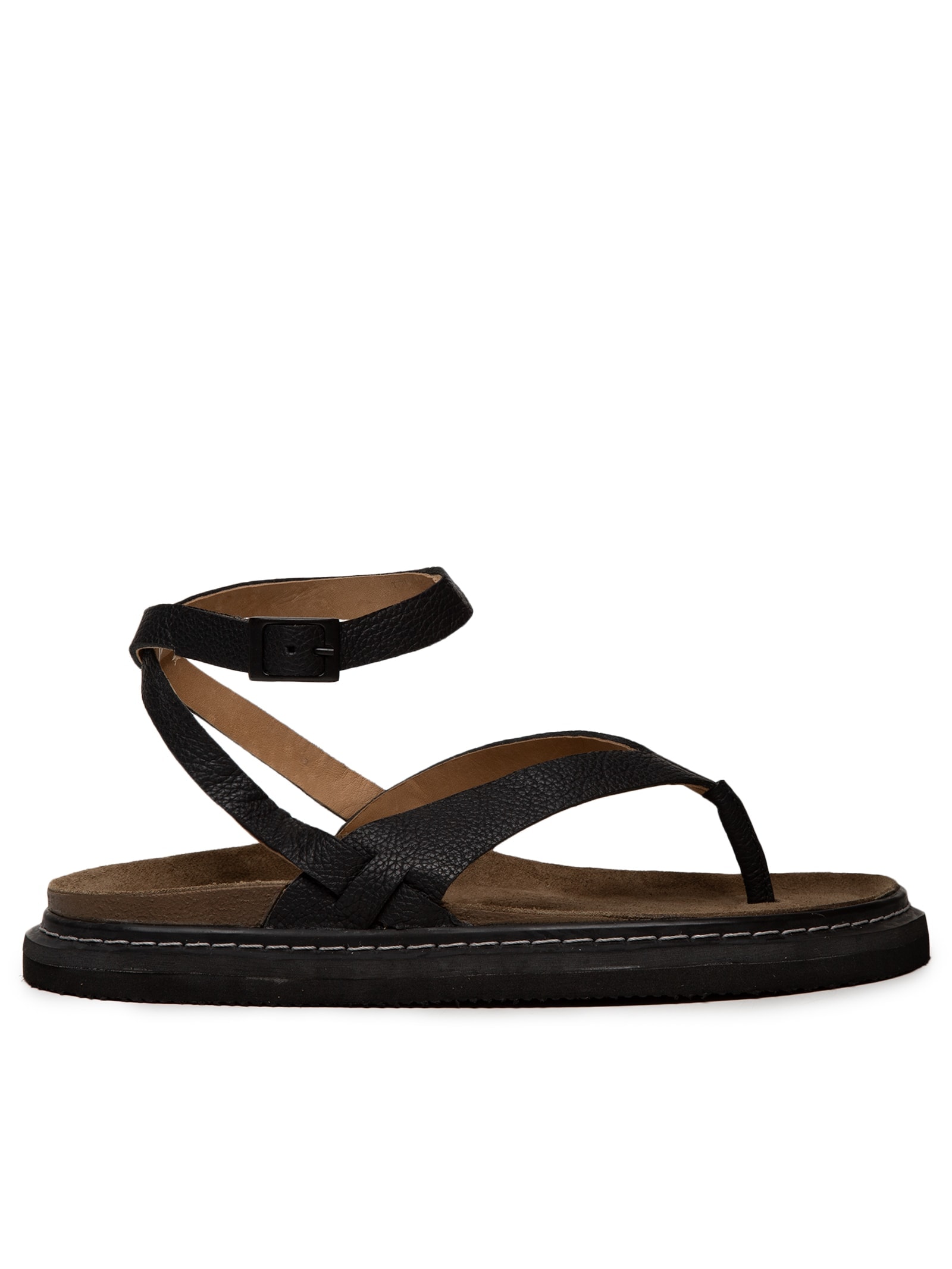 Sandália Feminina Em Couro Preto Basiq