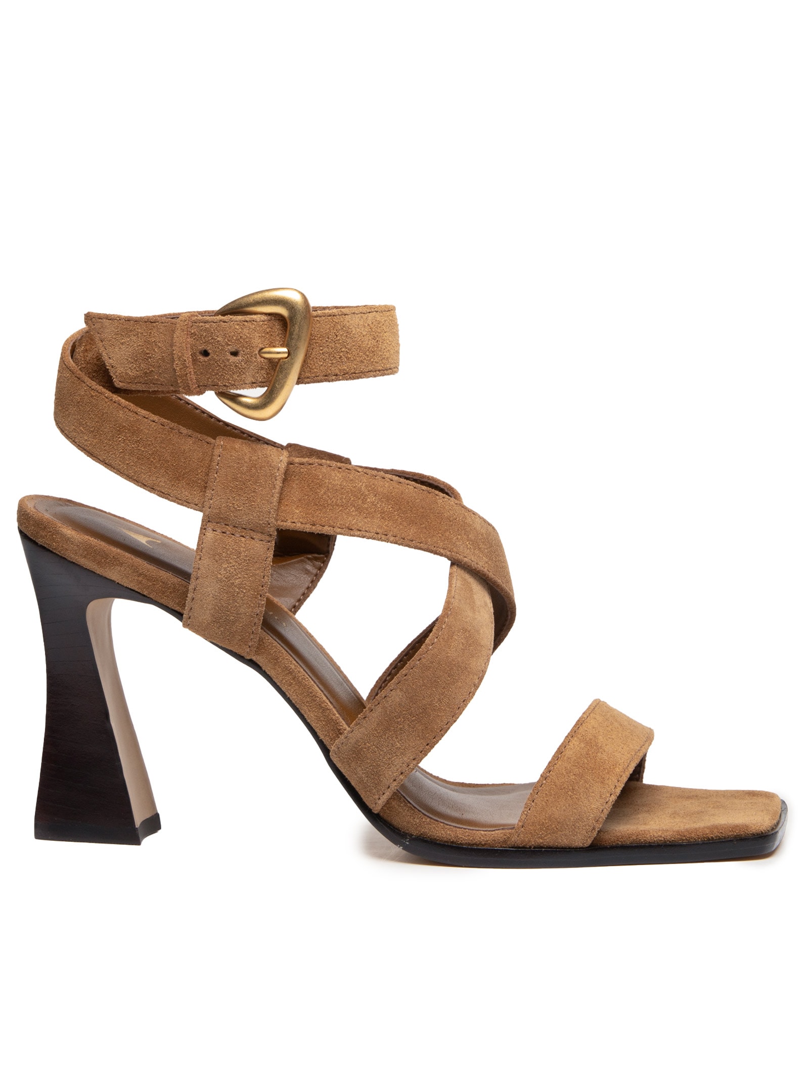 Sandália Feminina Fivela Suede Marrom Carrano