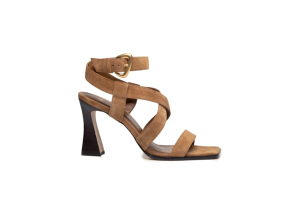 Sandália Feminina Fivela Suede - Marrom