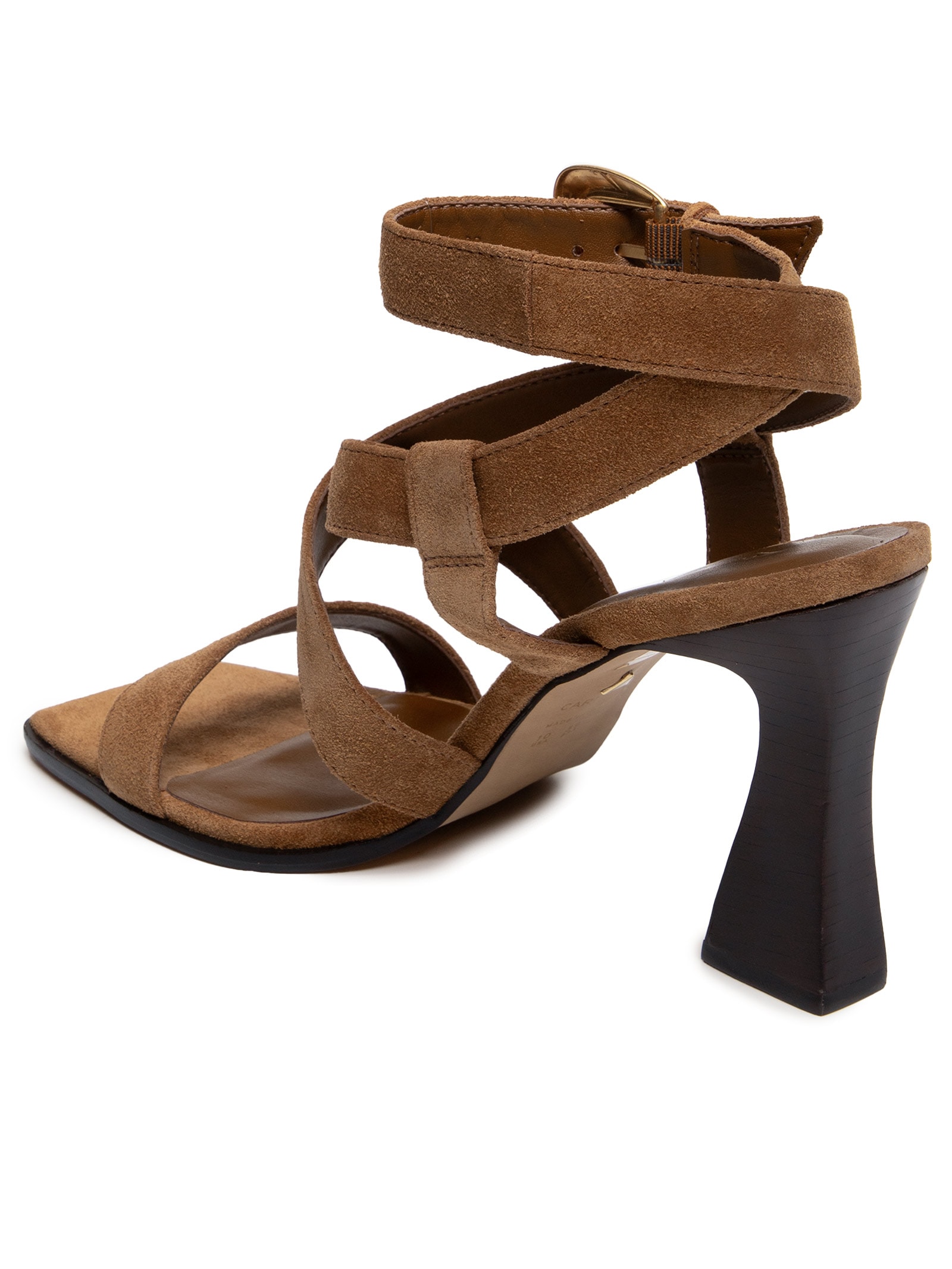 Sandália Feminina Fivela Suede Marrom Carrano