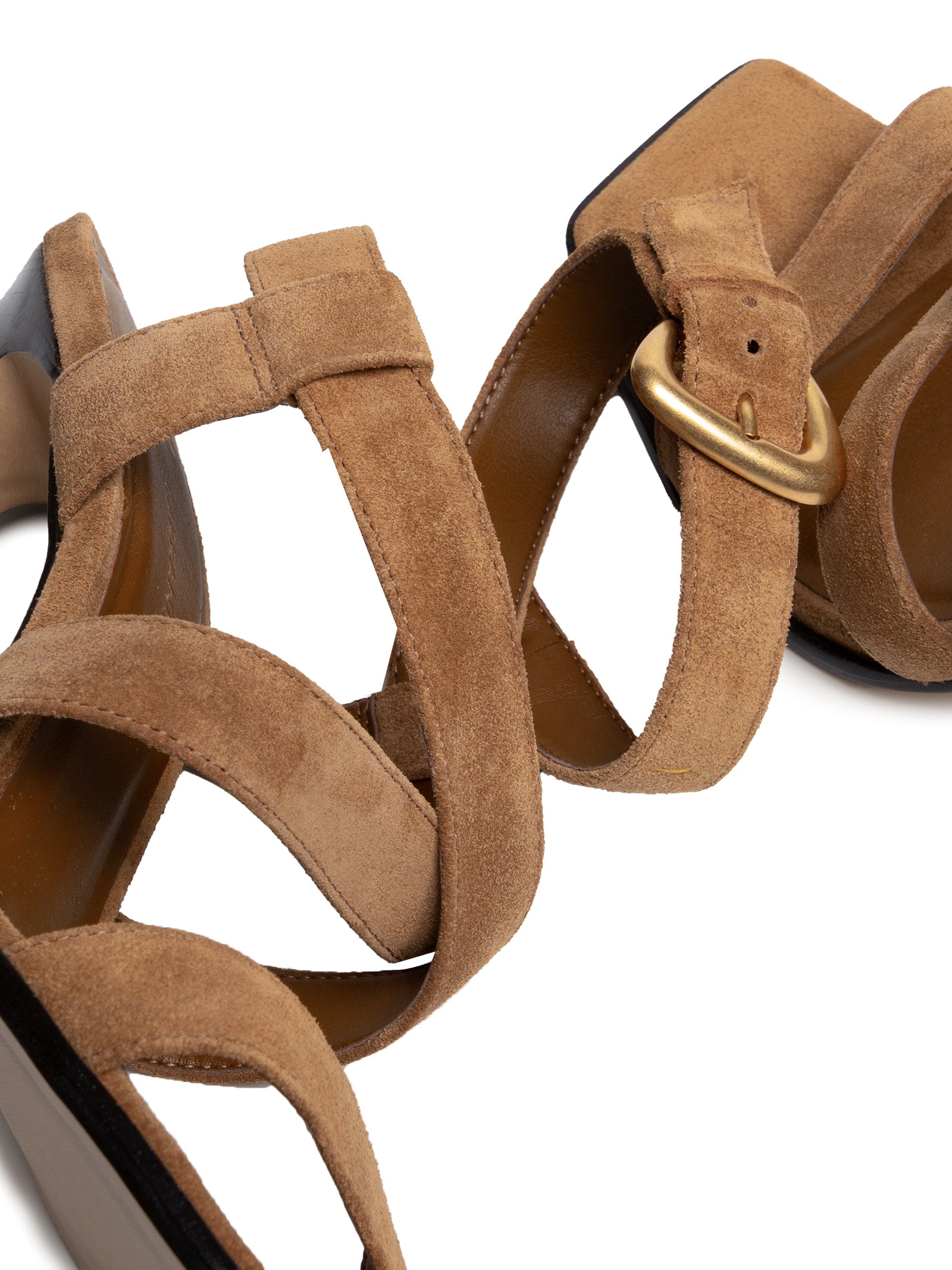 Sandália Feminina Fivela Suede Marrom Carrano