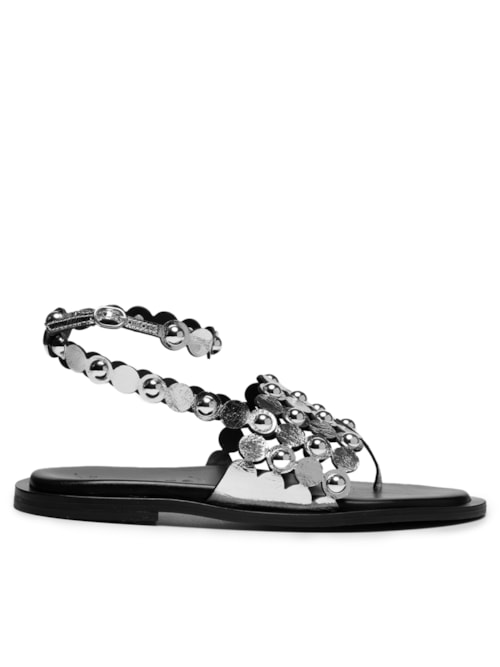 Sandália Feminina Flat Lívia – Prateado