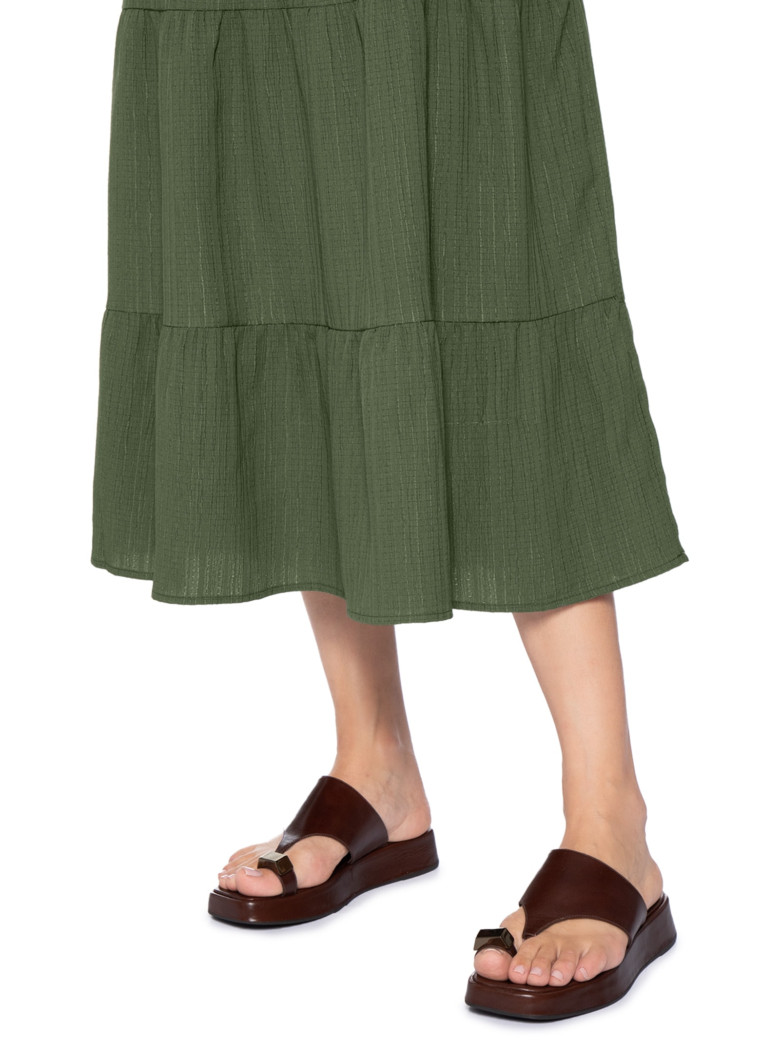 Sandália Feminina Flatform Couro de Dedo  Marrom Basiq