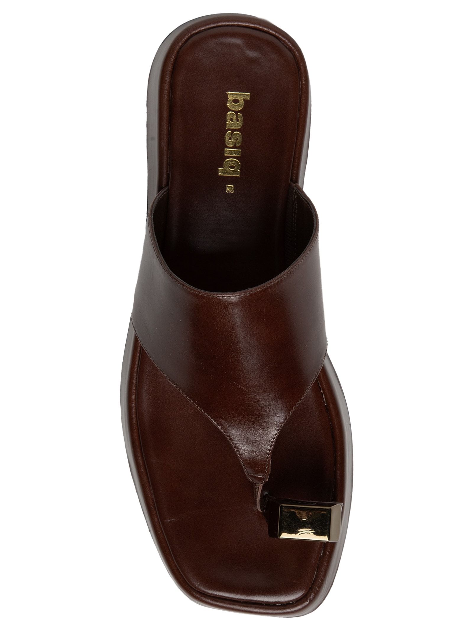 Sandália Feminina Flatform Couro de Dedo  Marrom Basiq