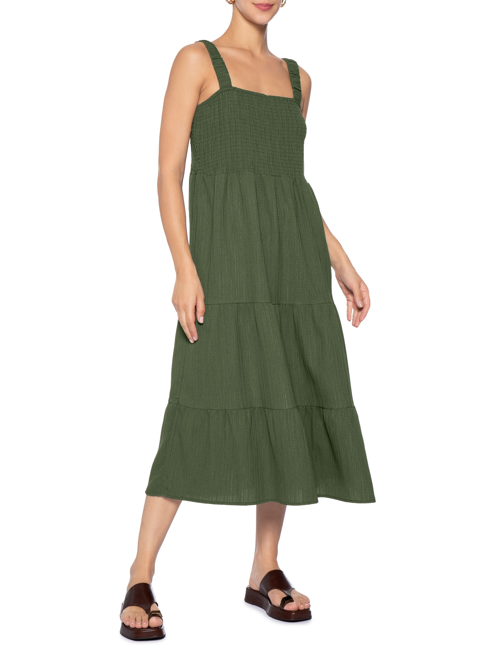 Sandália Feminina Flatform Couro de Dedo  Marrom Basiq