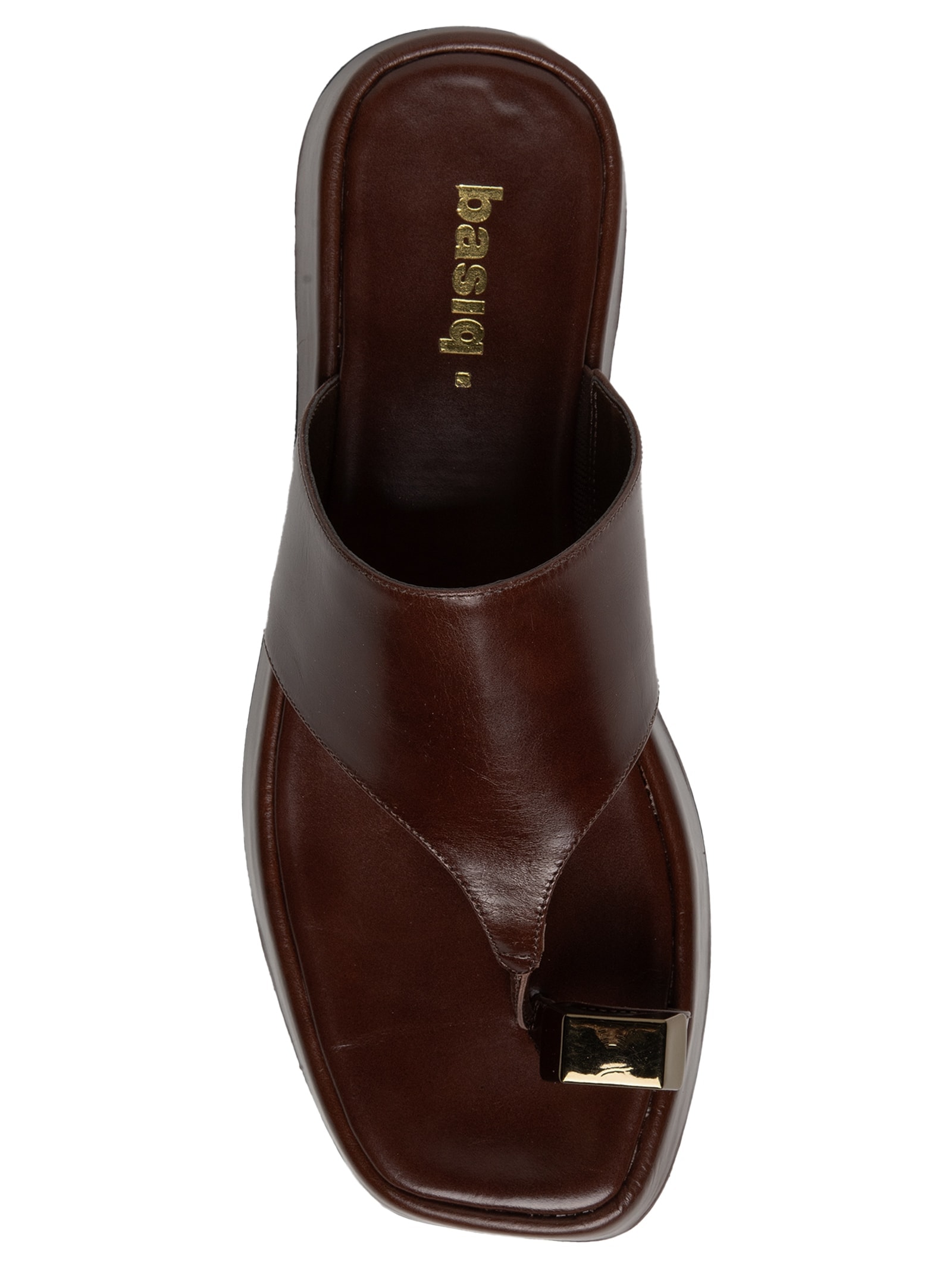 Sandália Feminina Flatform Couro de Dedo Marrom Basiq