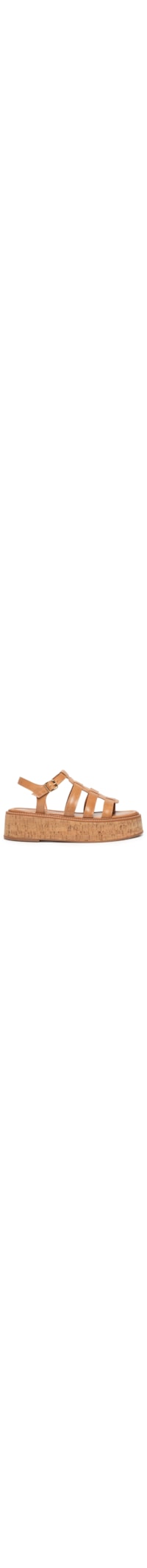 Sandália Feminina Flatform Em Couro - Bege
