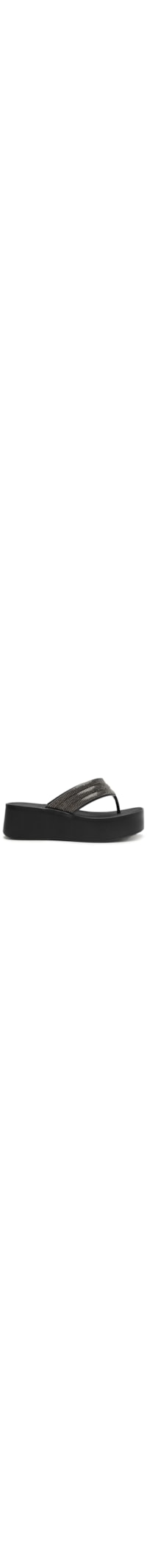 Sandália Feminina Flatform Lulu Strass - Preto