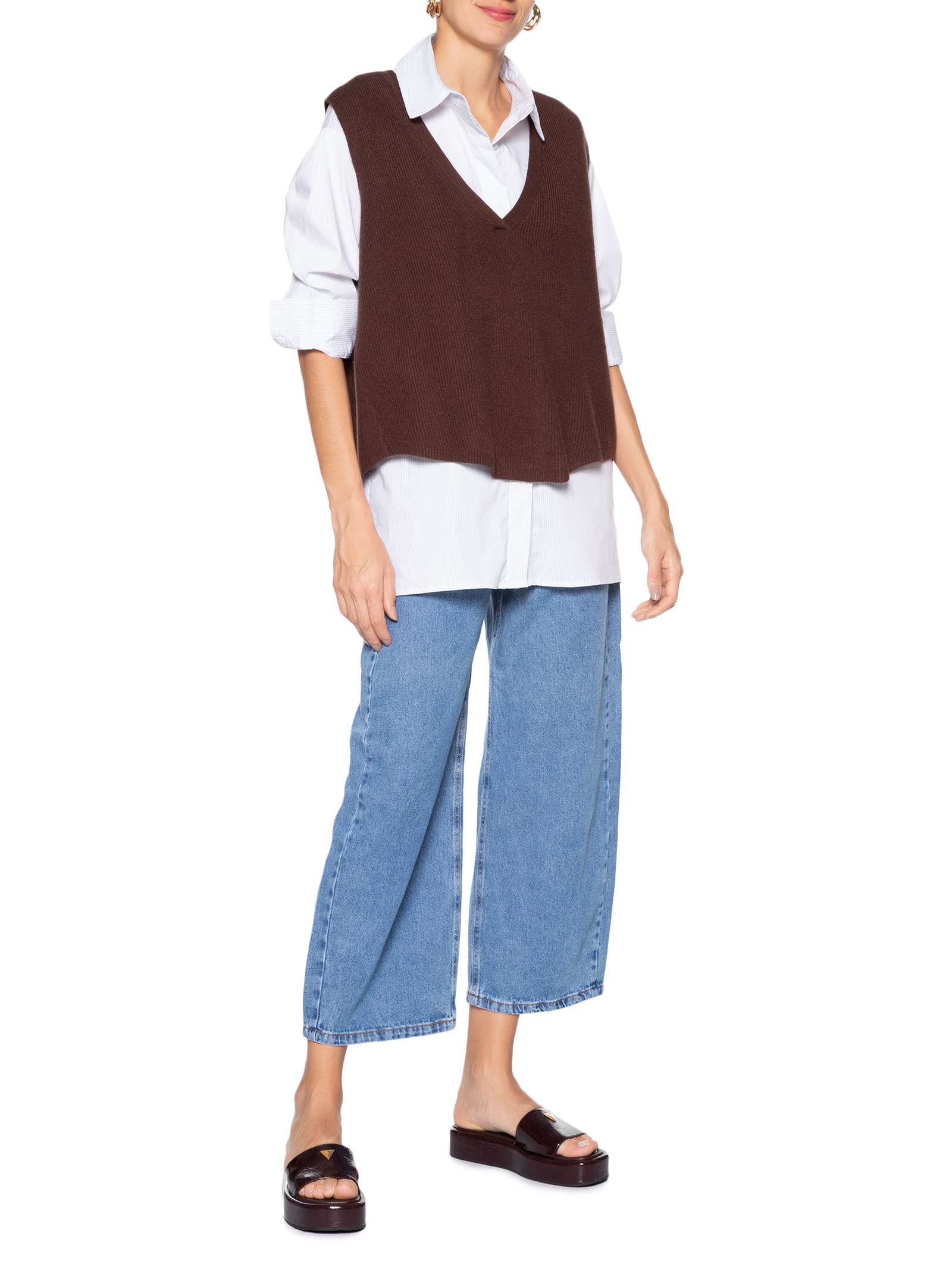 Sandália Feminina Flatform Marrom Schutz