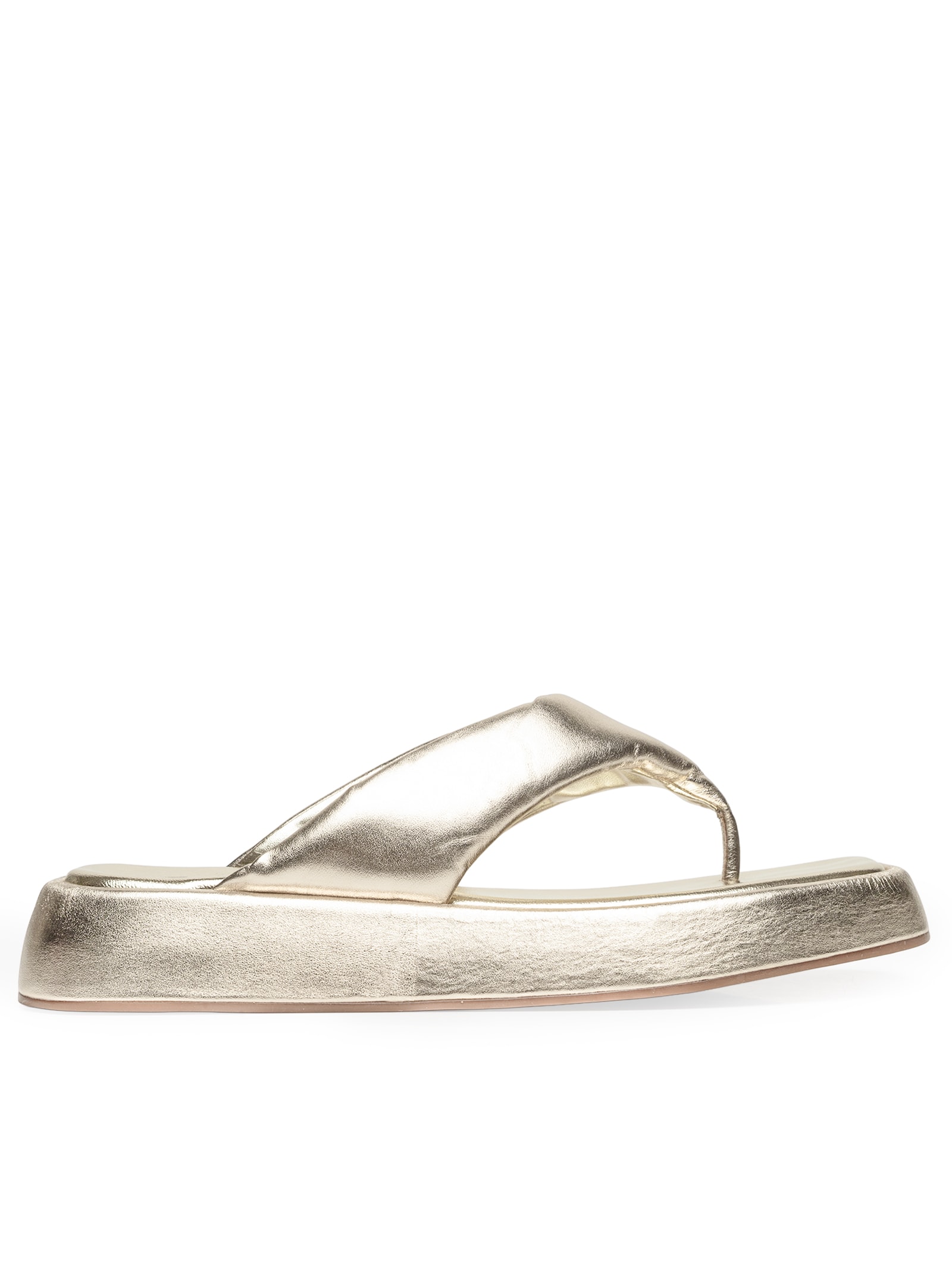 Sandália Feminina Flatform Metal Couro Dourado Carrano