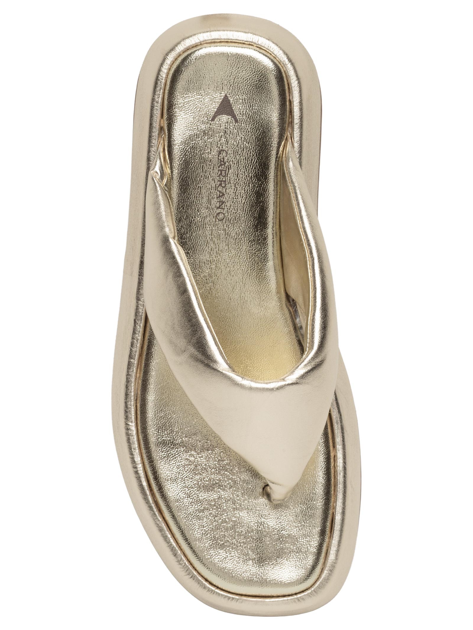 Sandália Feminina Flatform Metal Couro Dourado Carrano